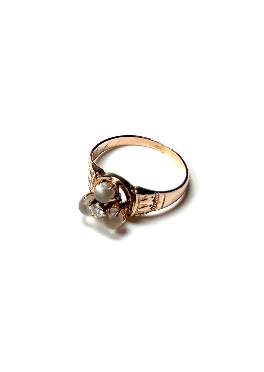 Frosted Moonstone and Diamond 10K Rose Gold Ring - Georgie's NYC - Rings