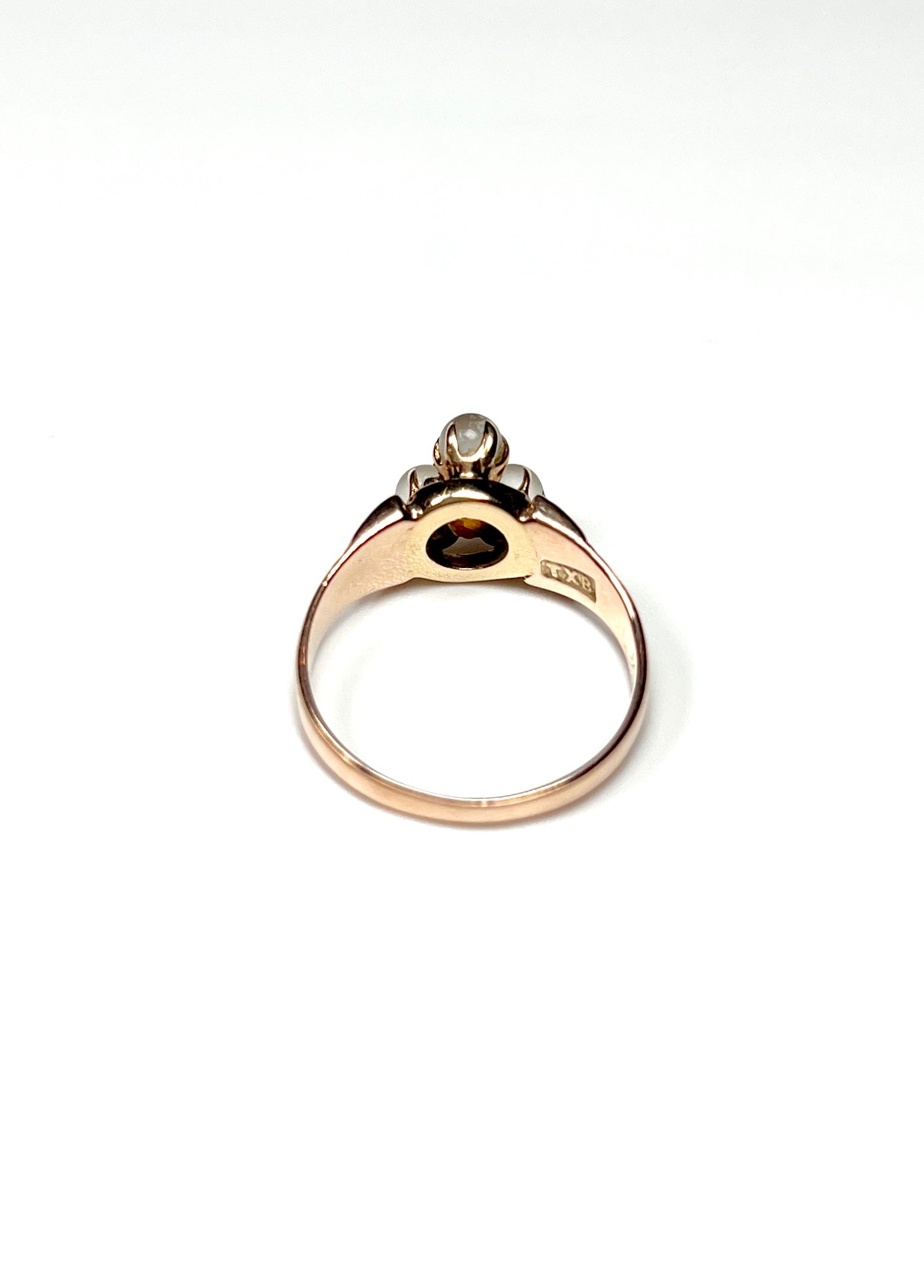 Frosted Moonstone and Diamond 10K Rose Gold Ring - Georgie's NYC - Rings
