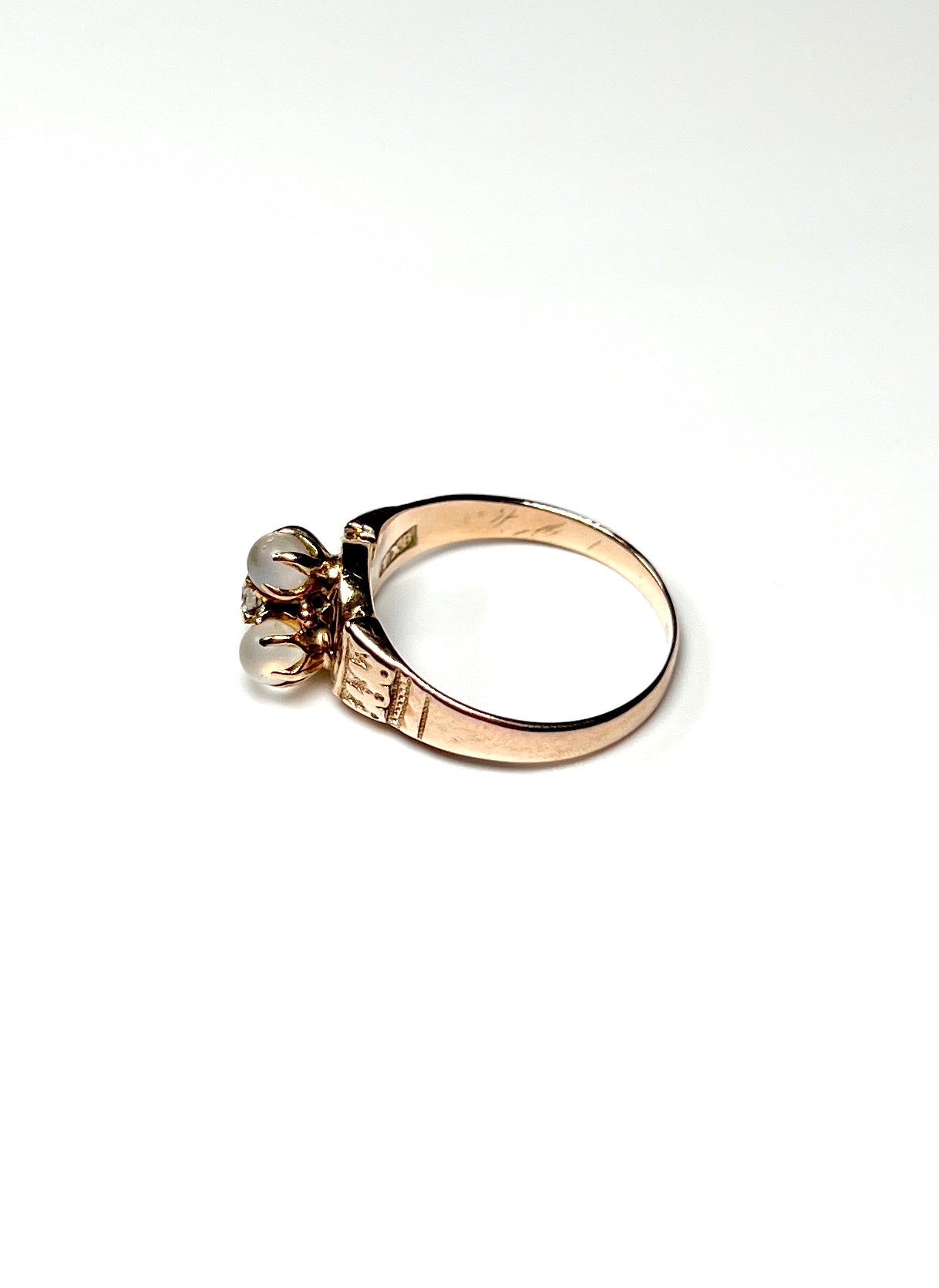 Frosted Moonstone and Diamond 10K Rose Gold Ring - Georgie's NYC - Rings