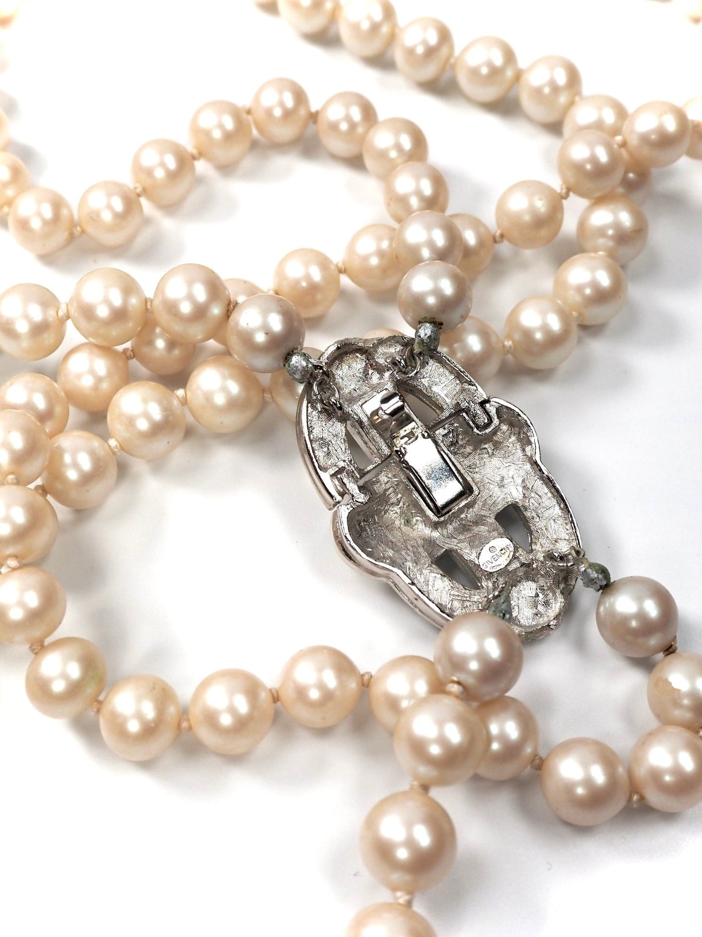 Givenchy Art Deco Multi Strand Long Faux Pearl Necklace - Georgie's NYC - Necklaces