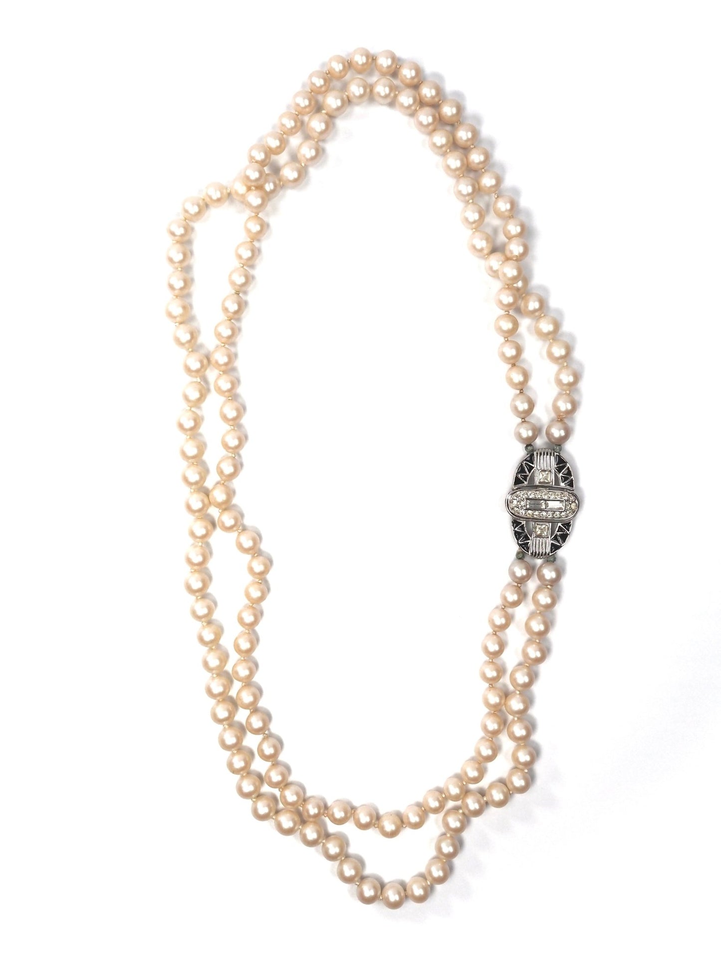 Givenchy Art Deco Multi Strand Long Faux Pearl Necklace - Georgie's NYC - Necklaces