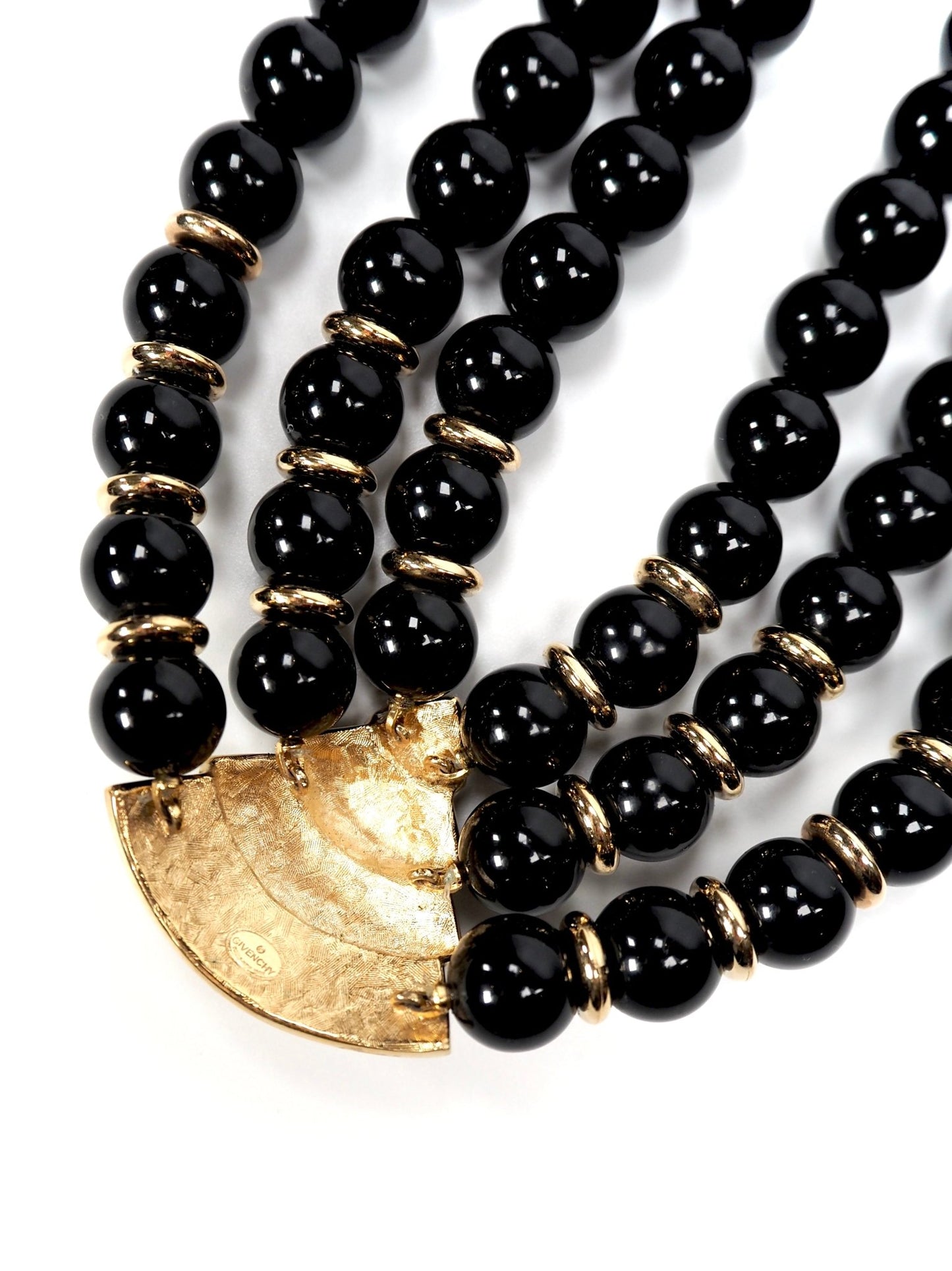 Givenchy Black and Gold Lucite Modernist Multi Layered Beaded Choker Necklace - Georgie's NYC - Necklaces