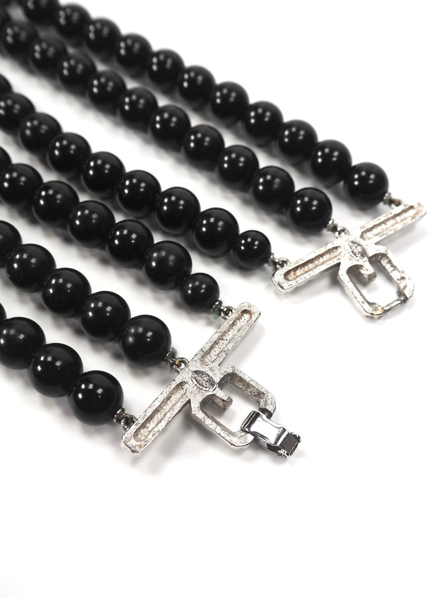 Givenchy Black and Silver Multi Layered Beaded Choker Necklace - Georgie's NYC - Necklaces