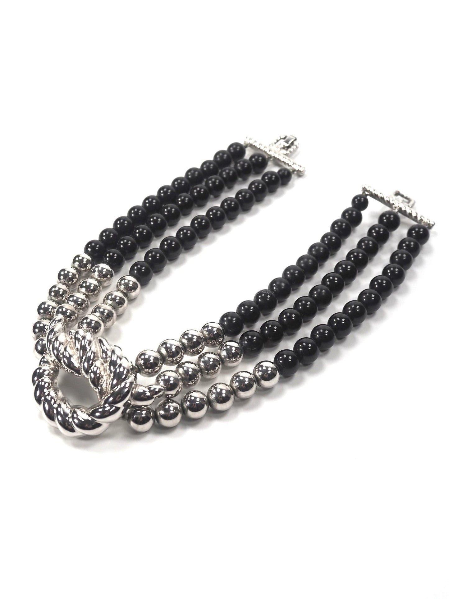 Givenchy Black and Silver Multi Layered Beaded Choker Necklace - Georgie's NYC - Necklaces