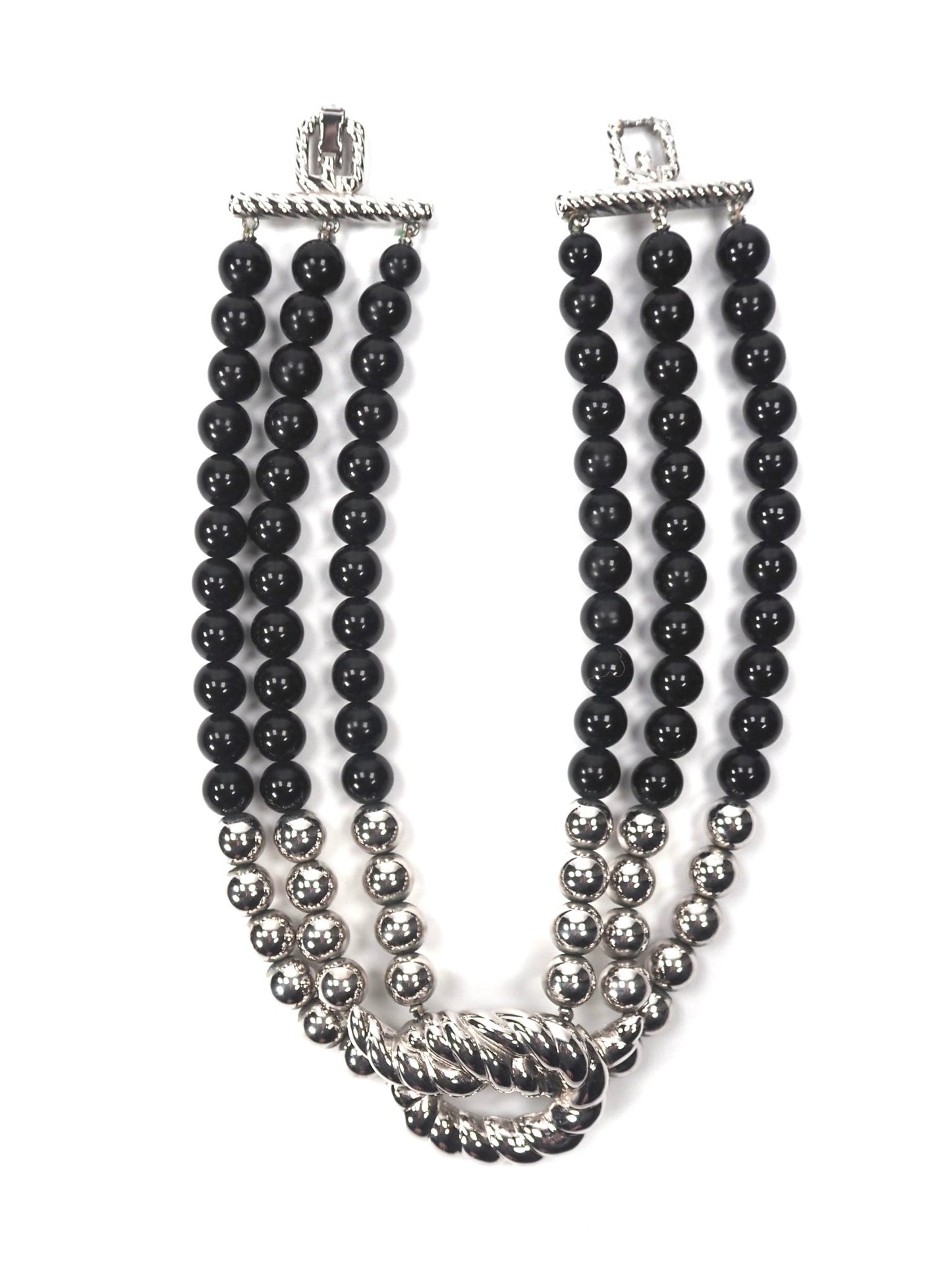 Givenchy Black and Silver Multi Layered Beaded Choker Necklace - Georgie's NYC - Necklaces