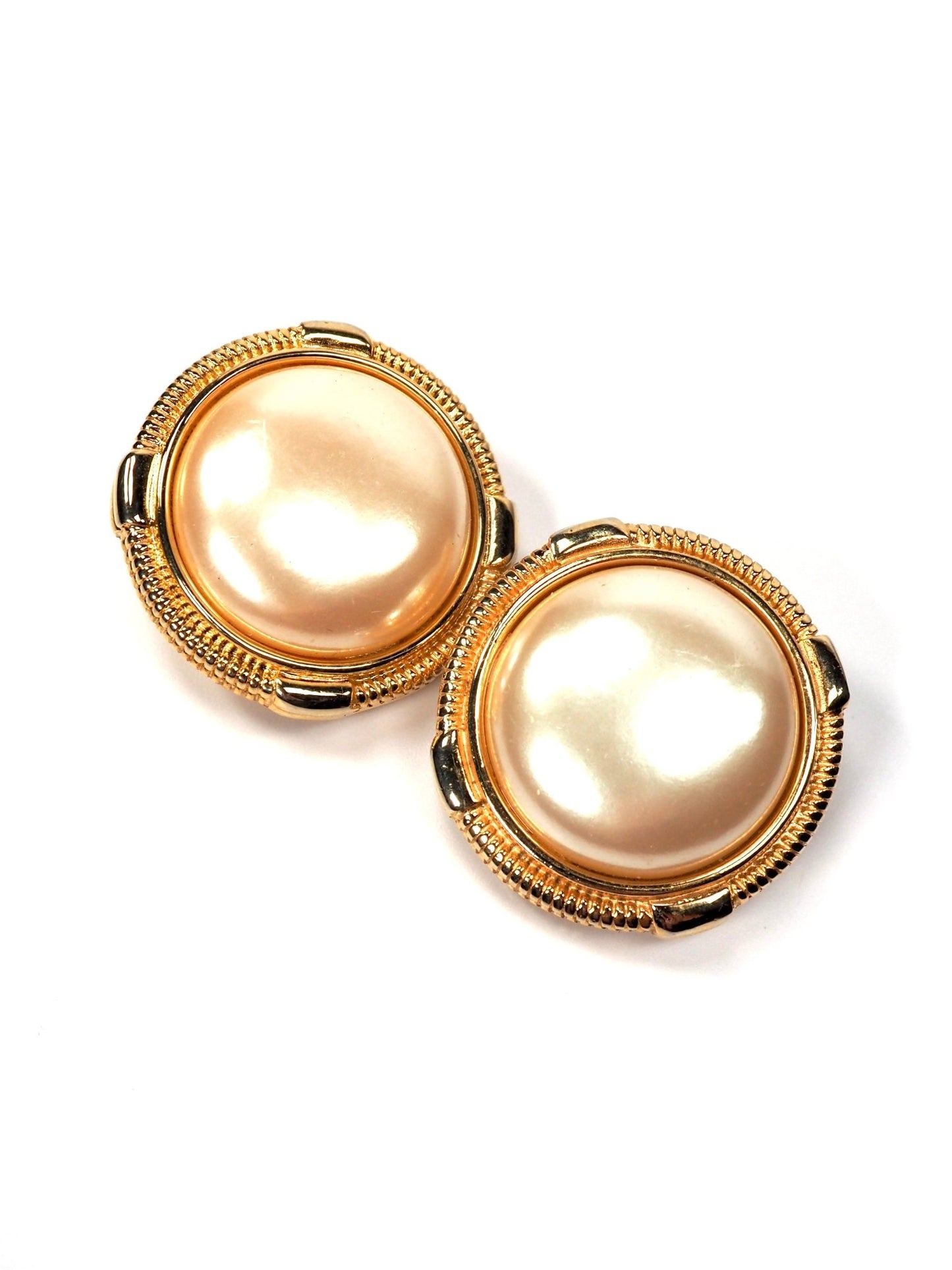 Givenchy Gold and Faux Pearl Oversized Round Earrings - Georgie's NYC - Earrings