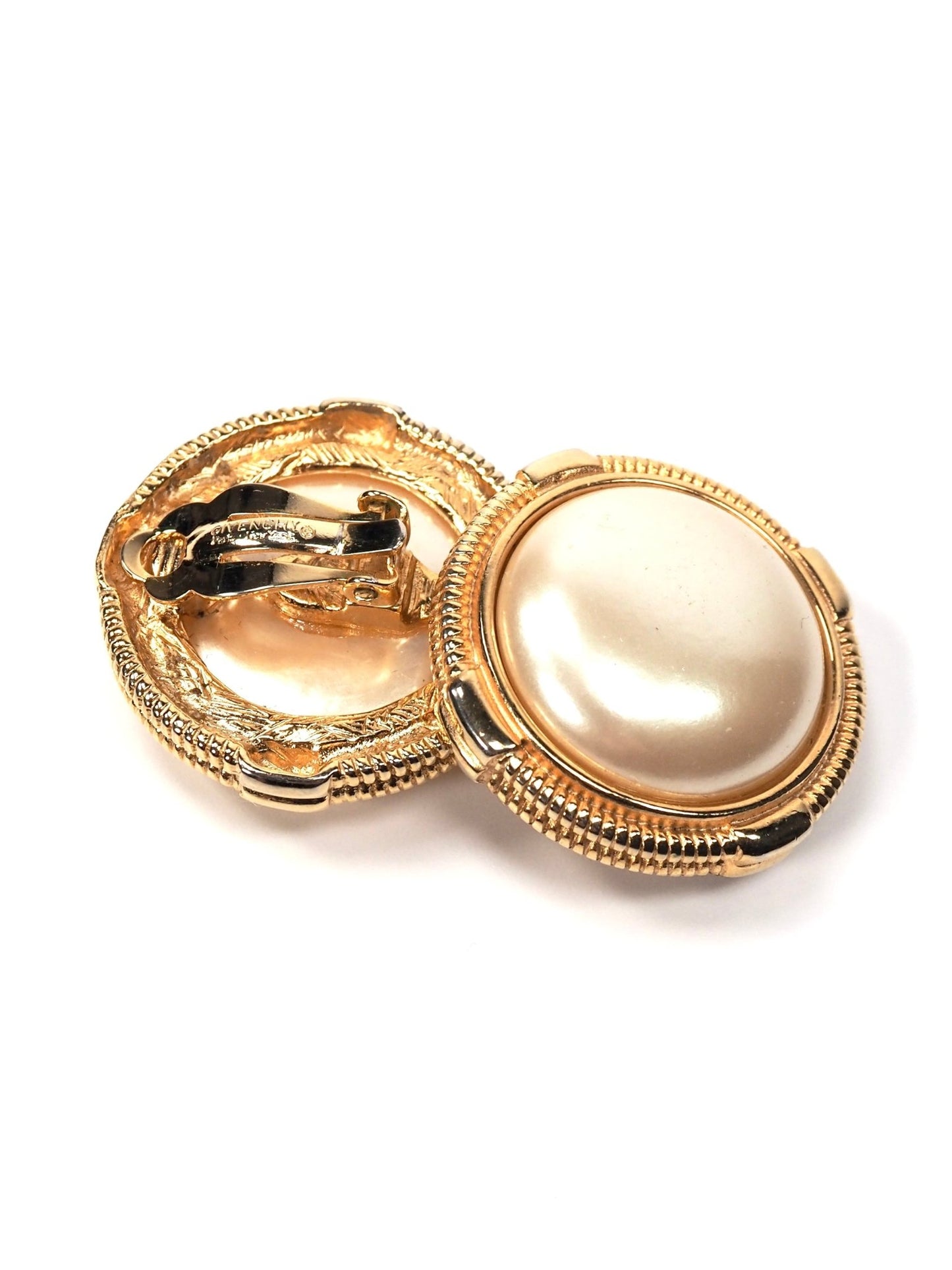 Givenchy Gold and Faux Pearl Oversized Round Earrings - Georgie's NYC - Earrings