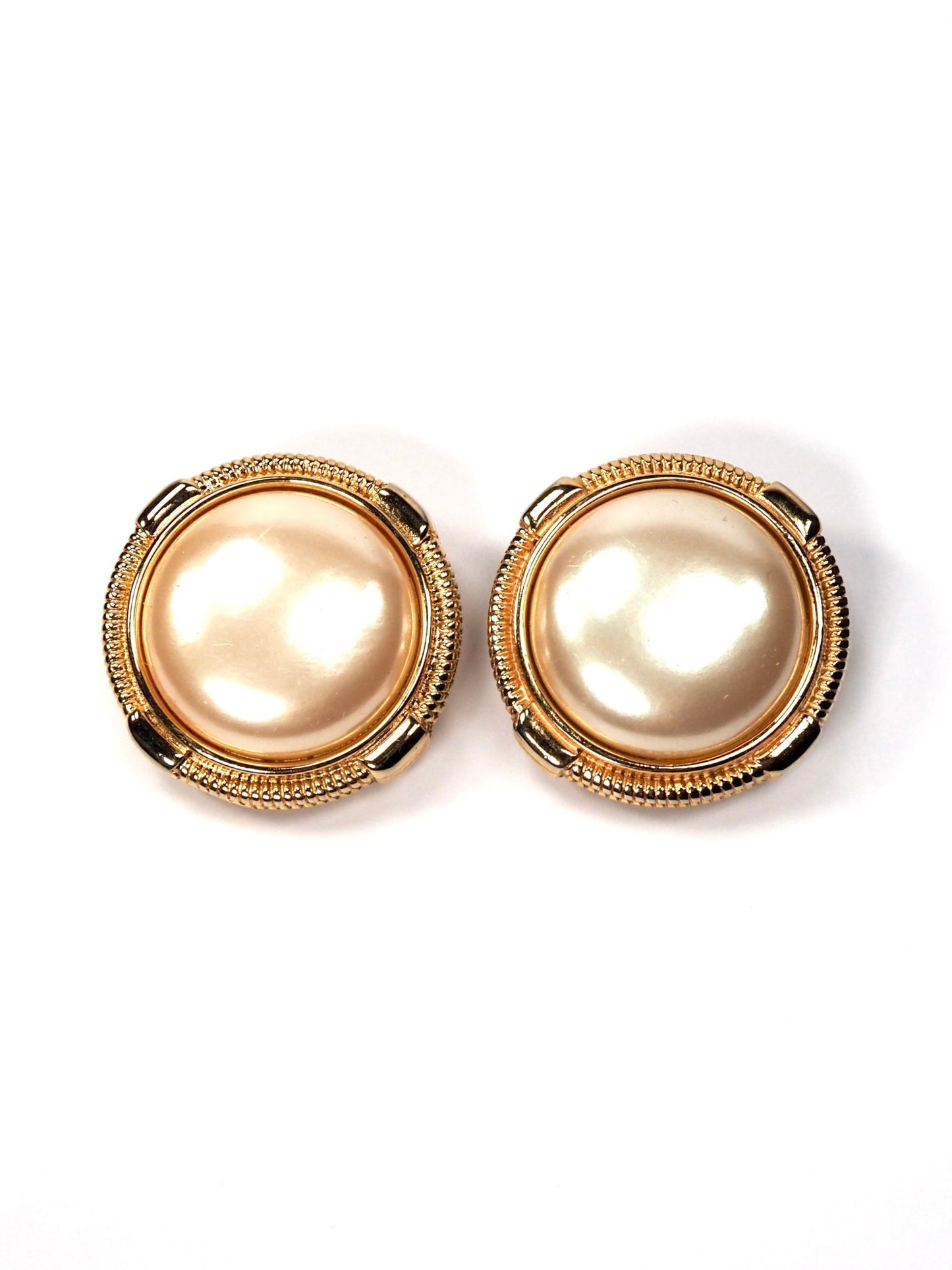Givenchy Gold and Faux Pearl Oversized Round Earrings - Georgie's NYC - Earrings