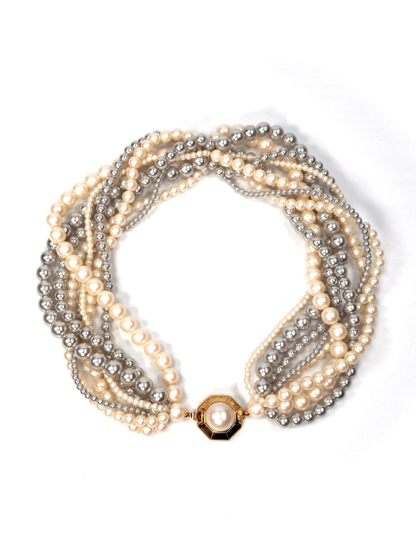 Givenchy Mixed Faux Pearl Torsade Twist Choker Necklace - Georgie's NYC - Necklaces