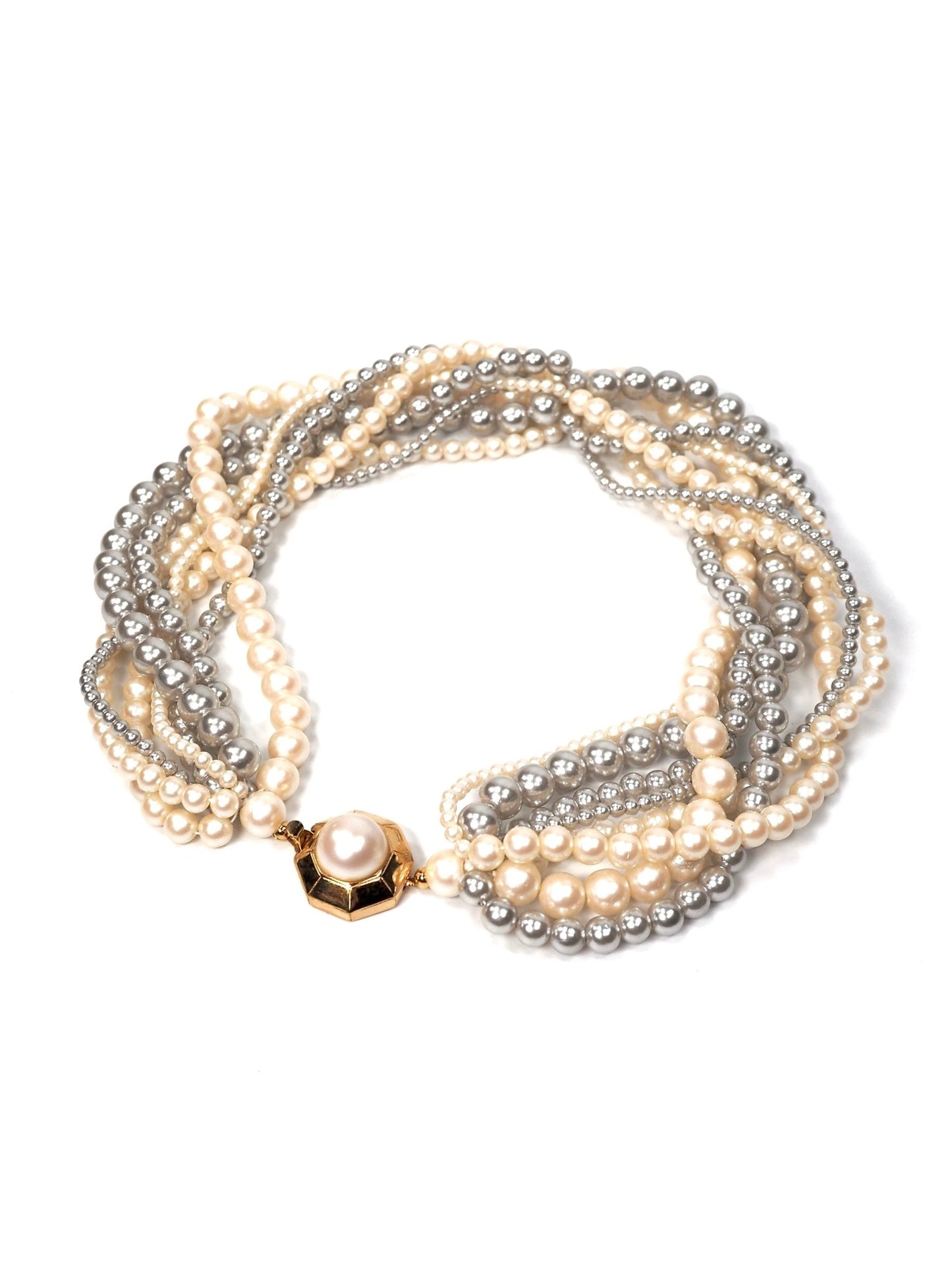 Givenchy Mixed Faux Pearl Torsade Twist Choker Necklace - Georgie's NYC - Necklaces
