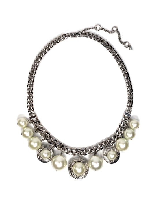 Givenchy Silver Hanging Faux Pearl Chunky Necklace - Georgie's NYC - Necklaces