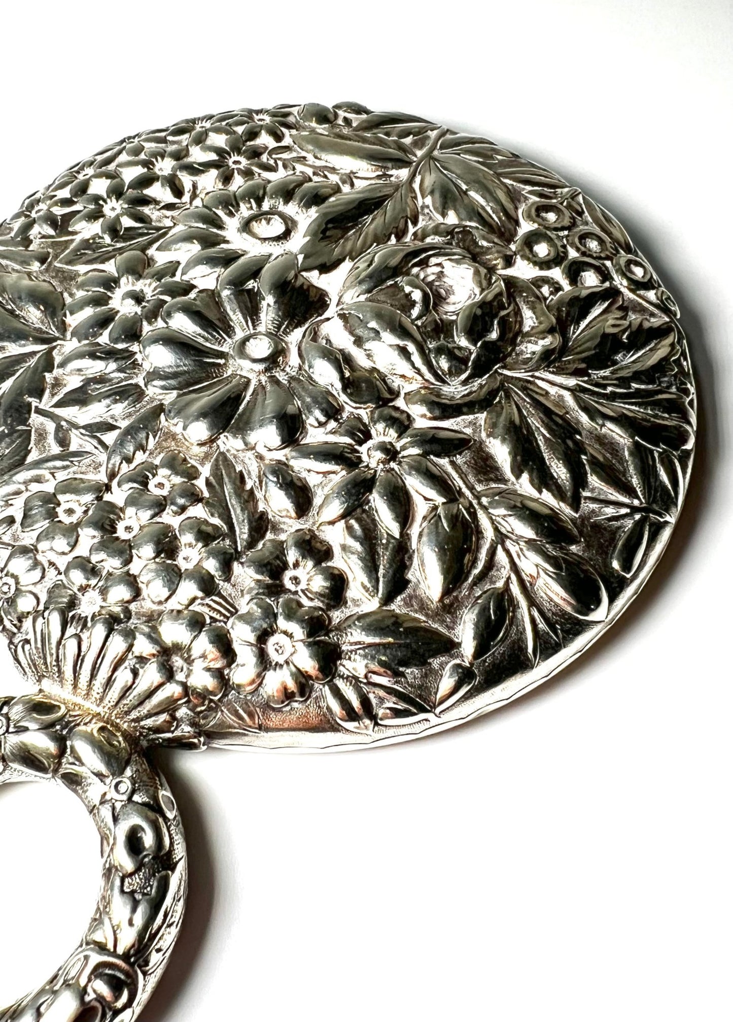 Gorham Sterling Silver Flower Hand Mirror - Georgie's NYC - Face Mirrors