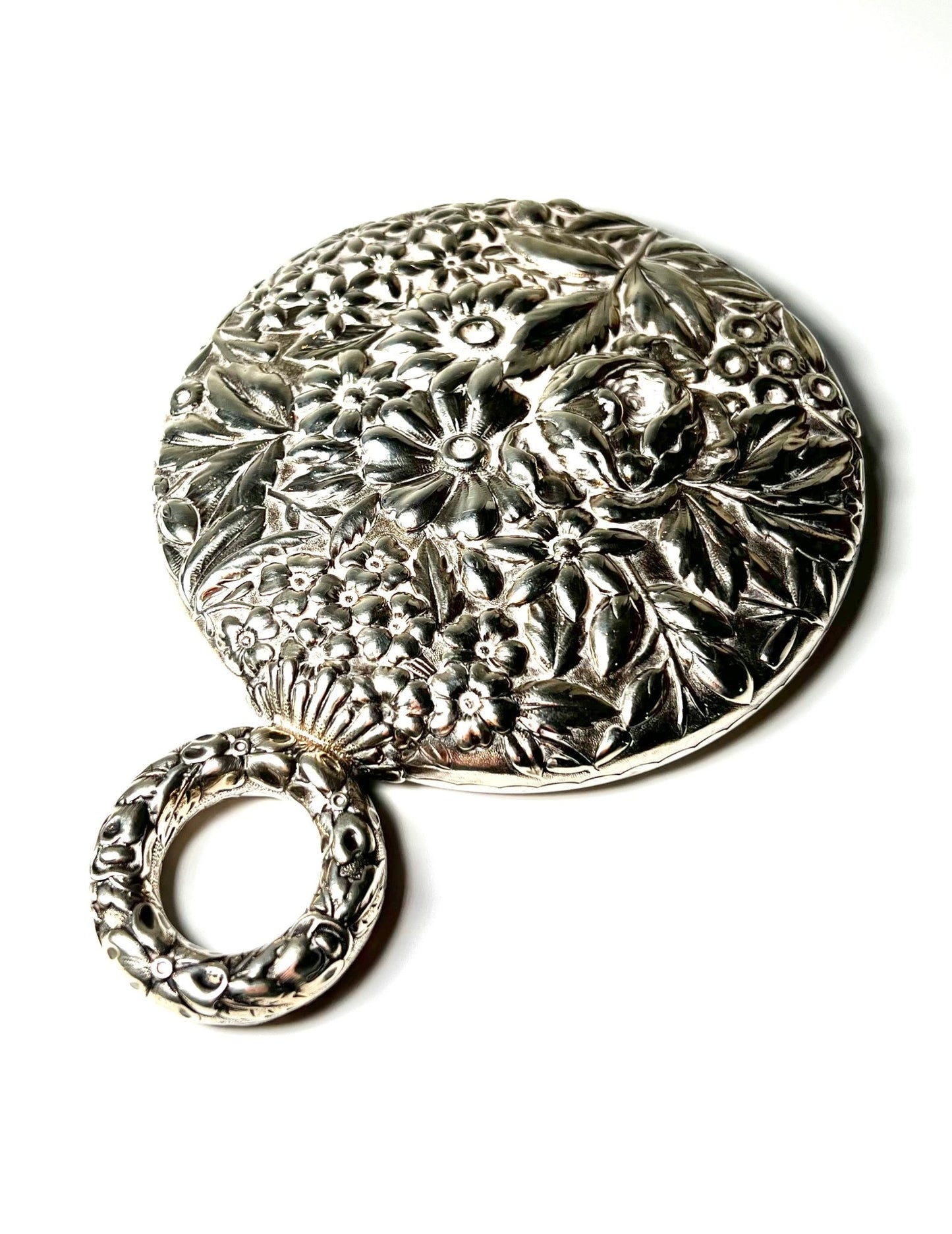 Gorham Sterling Silver Flower Hand Mirror - Georgie's NYC - Face Mirrors