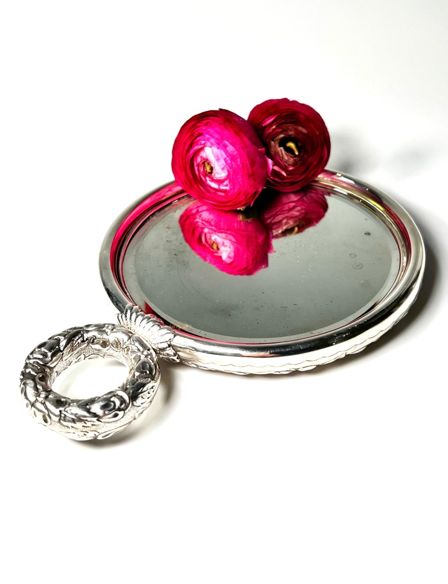 Gorham Sterling Silver Flower Hand Mirror - Georgie's NYC - Face Mirrors