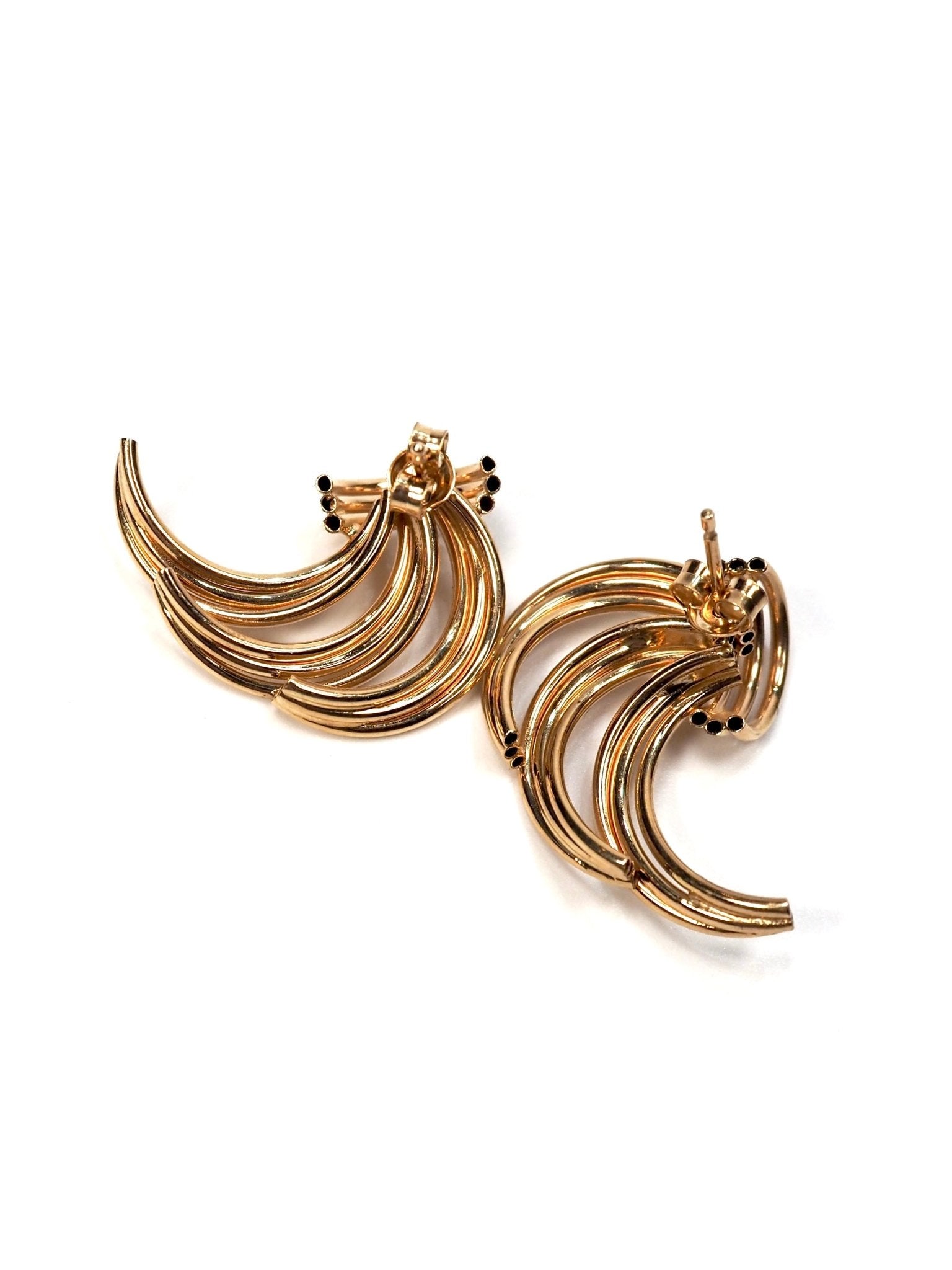 Graduated 14K Yellow Gold Fan Earrings - Georgie's NYC - Earrings