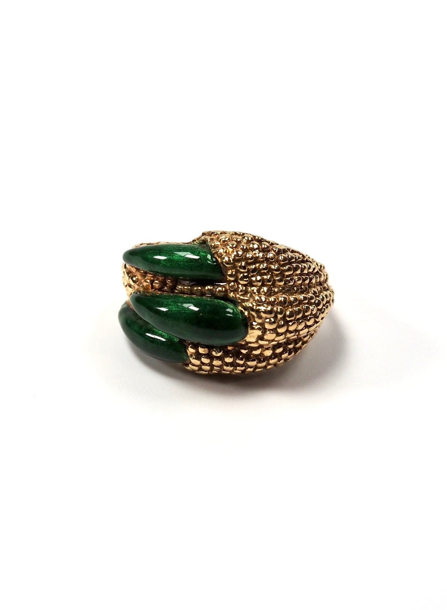 Green Enamel and 18K Gold Reptilian Claw Ring - Georgie's NYC - Rings