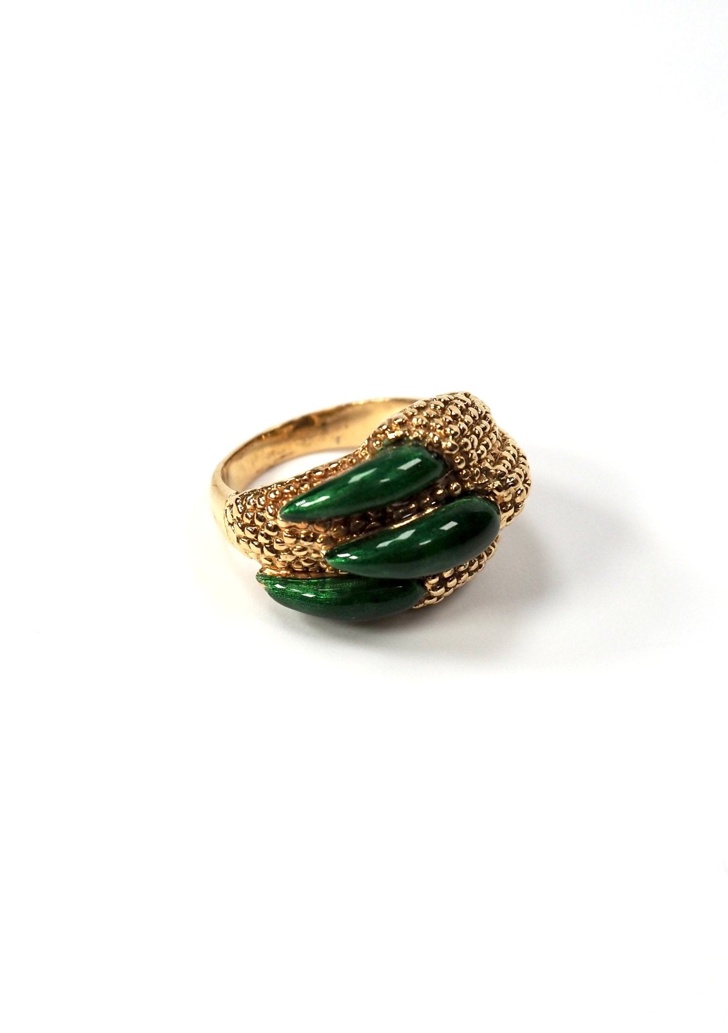 Green Enamel and 18K Gold Reptilian Claw Ring - Georgie's NYC - Rings