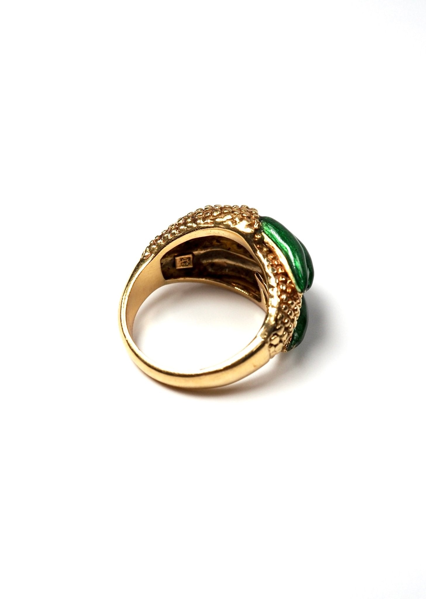 Green Enamel and 18K Gold Reptilian Claw Ring - Georgie's NYC - Rings