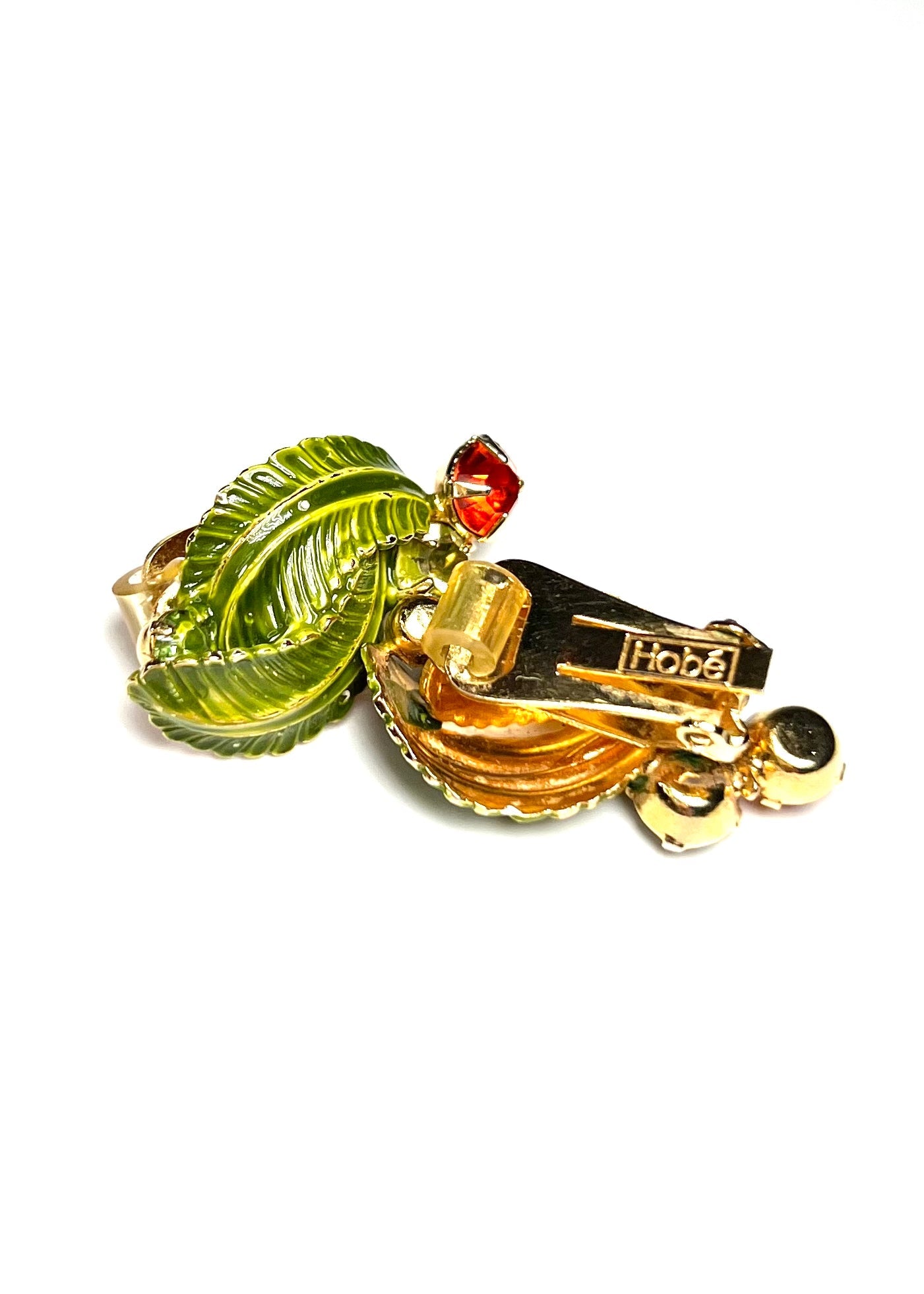 Hobé Green Leaf Enamel Earrings - Georgie's NYC - Earrings