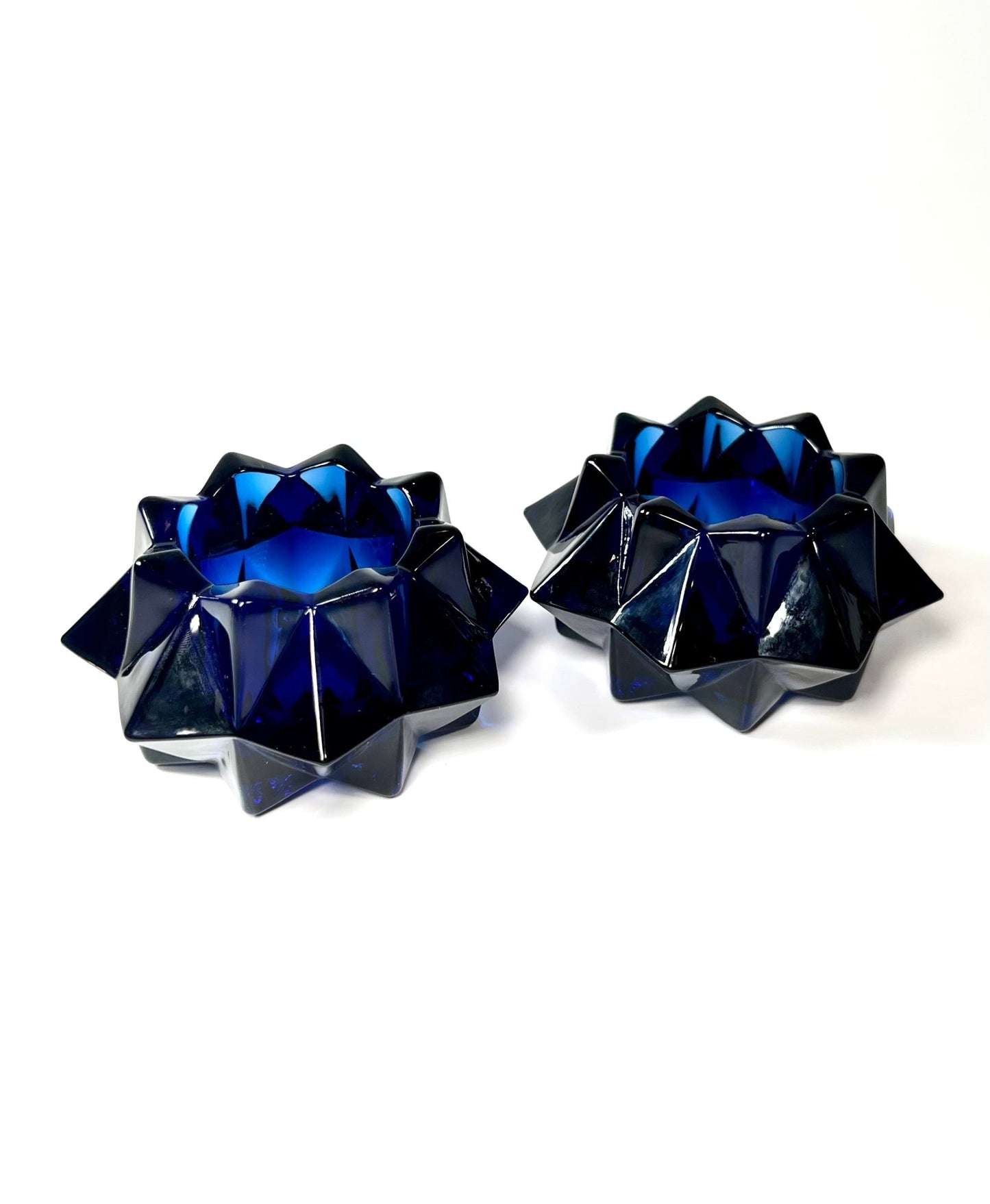Indiana Glass Cobalt Blue Starburst Candle Holders - Georgie's NYC - Candle Holders