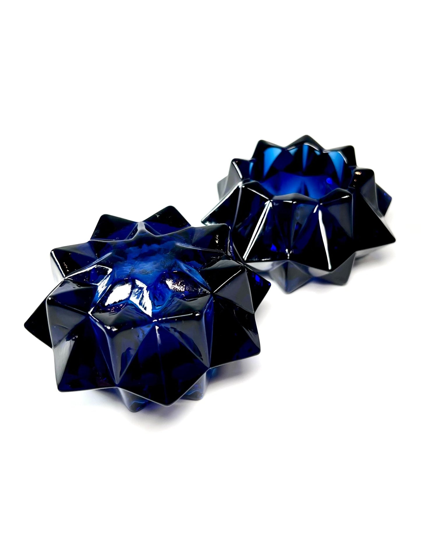 Indiana Glass Cobalt Blue Starburst Candle Holders - Georgie's NYC - Candle Holders
