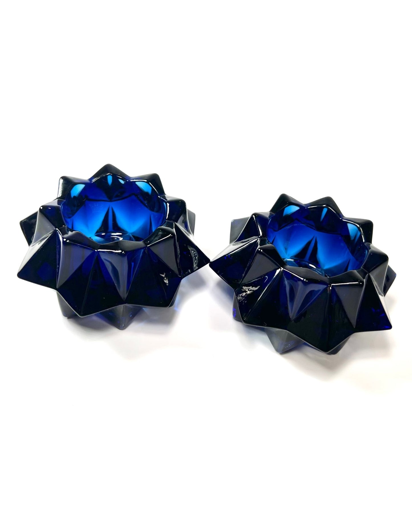 Indiana Glass Cobalt Blue Starburst Candle Holders - Georgie's NYC - Candle Holders