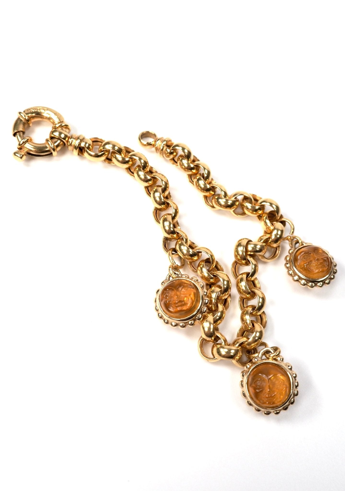 Italian 14K Gold Citrine Sun Charm Link Bracelet - Georgie's NYC - Bracelets