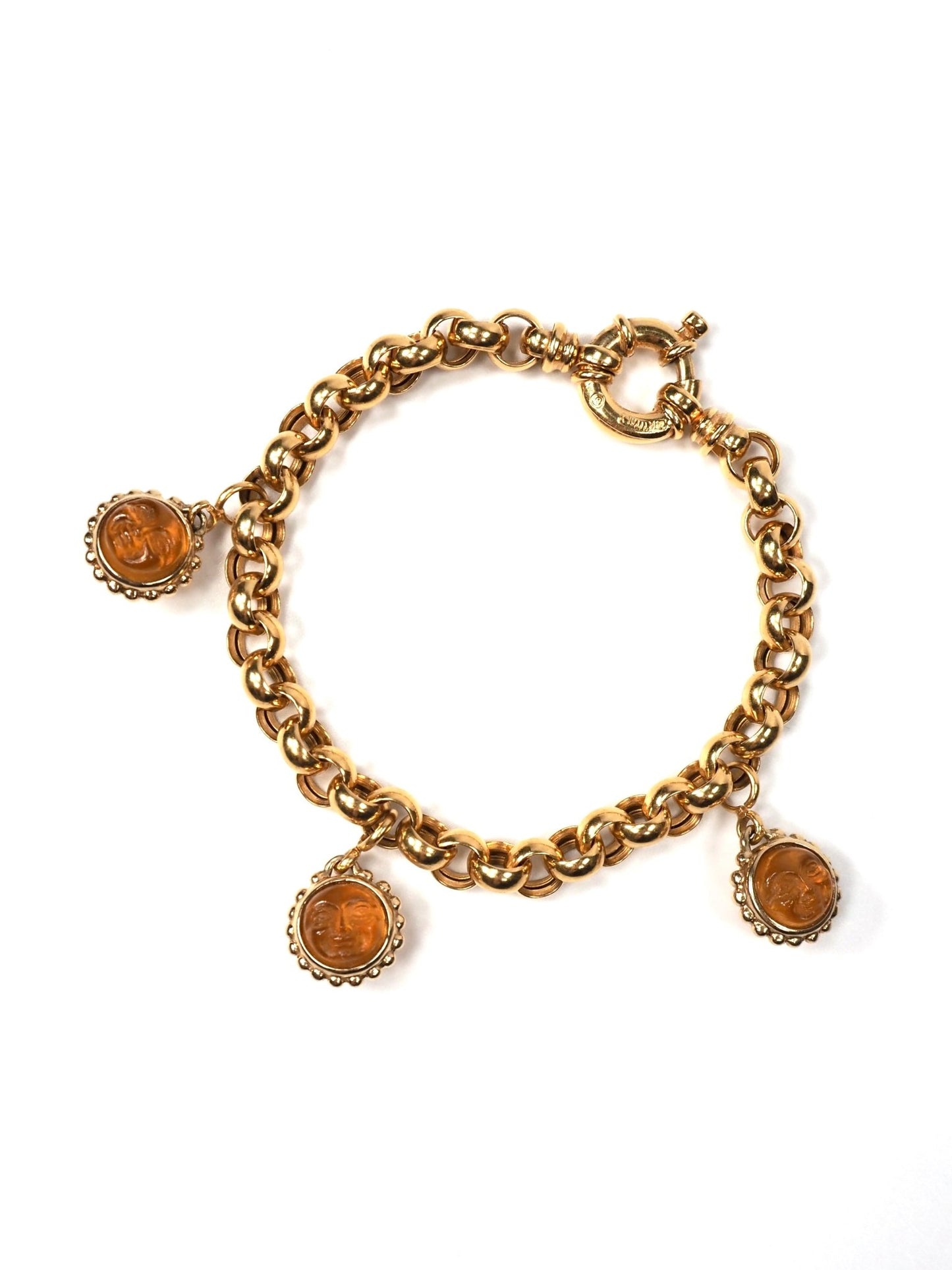 Italian 14K Gold Citrine Sun Charm Link Bracelet - Georgie's NYC - Bracelets