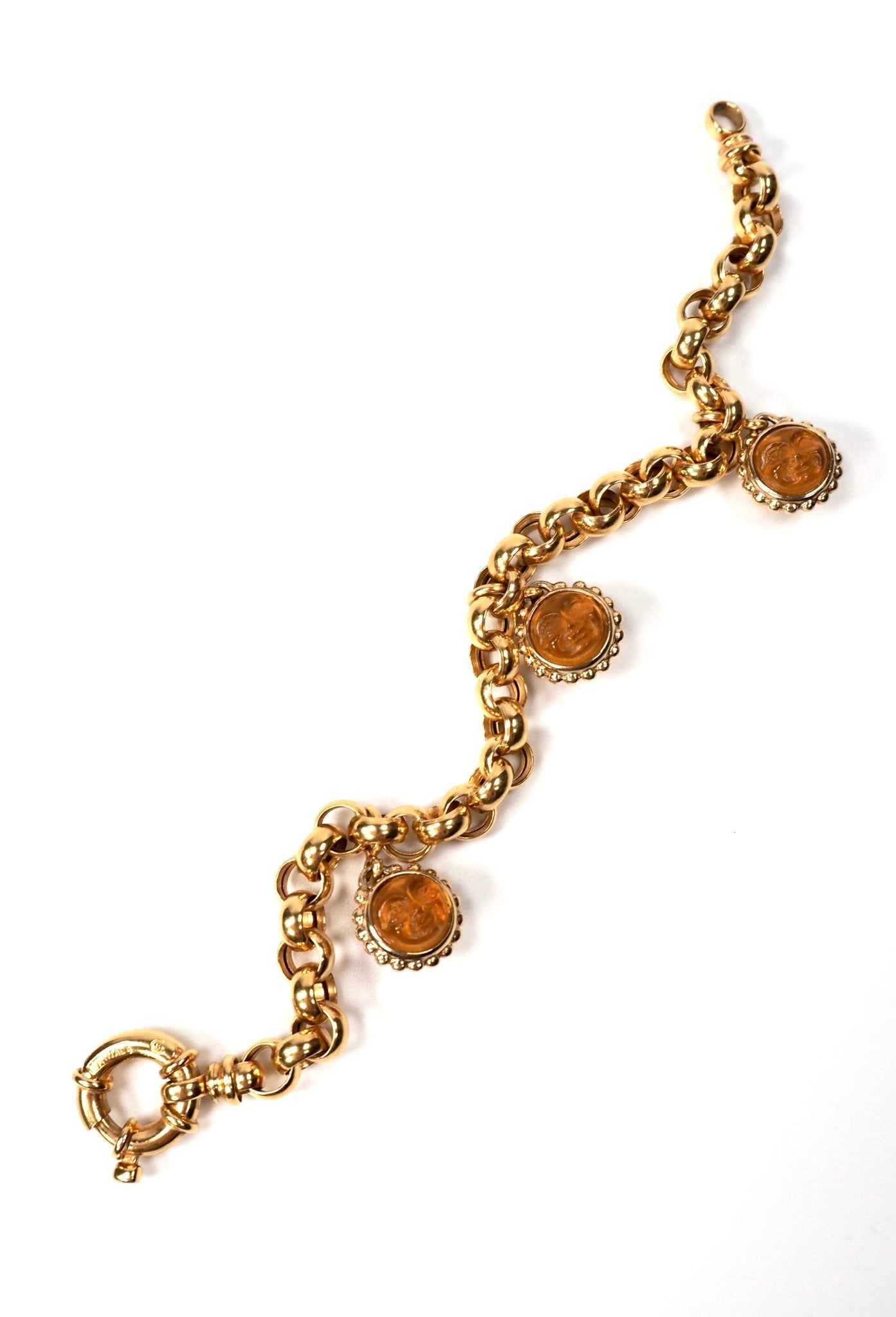 Italian 14K Gold Citrine Sun Charm Link Bracelet - Georgie's NYC - Bracelets