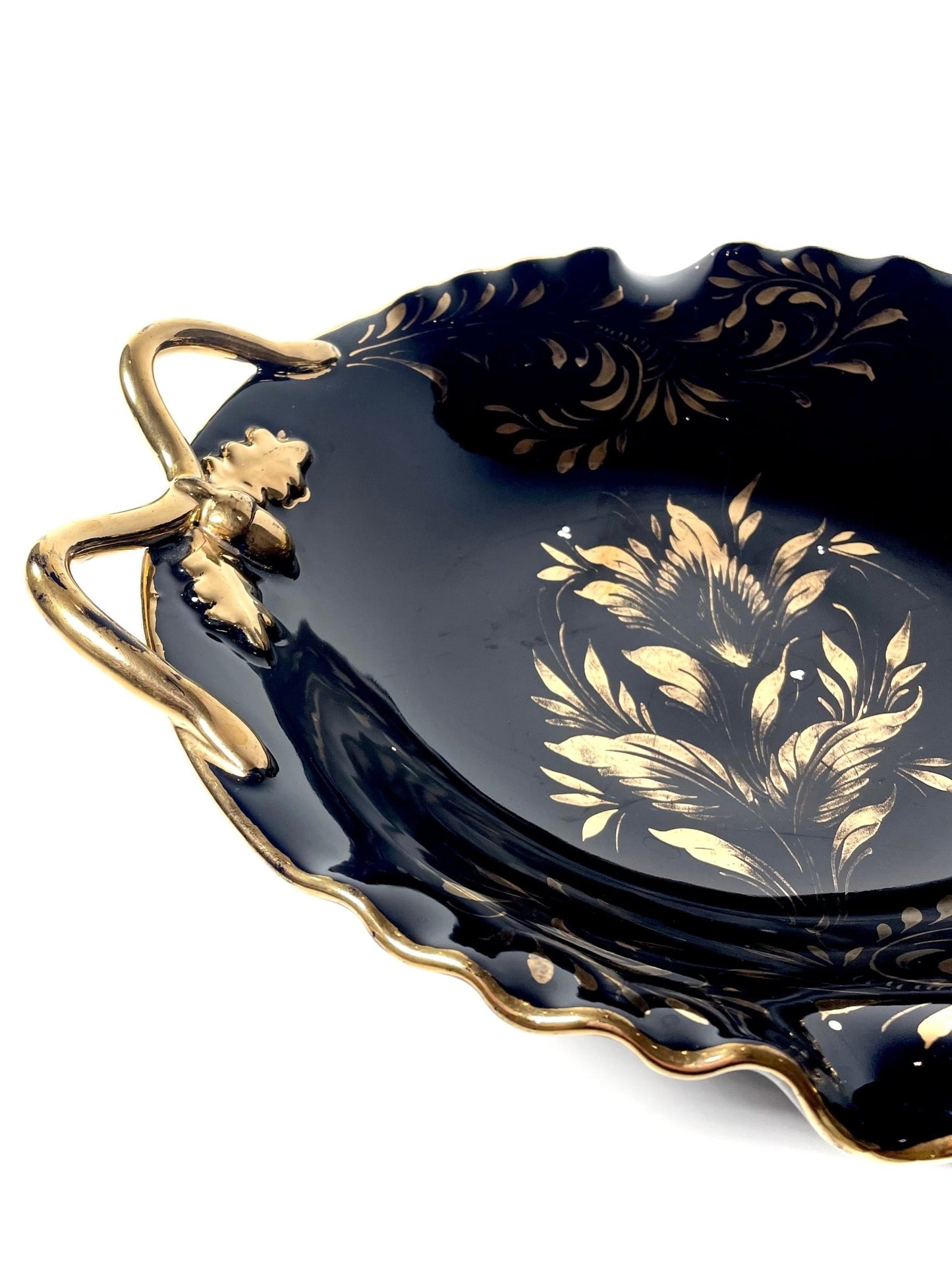 Italian Black and Gold Hand Painted Dish - Georgie's NYC - Decorative Plates