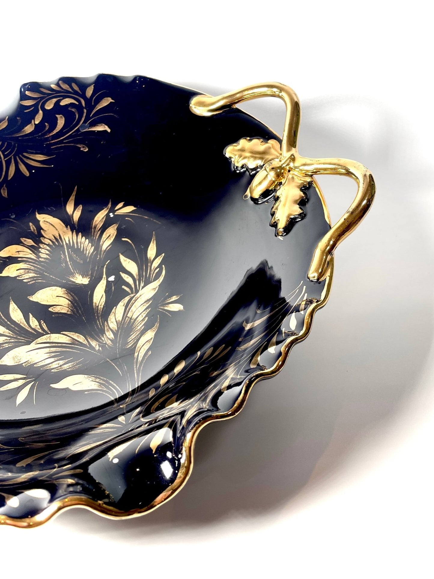 Italian Black and Gold Hand Painted Dish - Georgie's NYC - Decorative Plates
