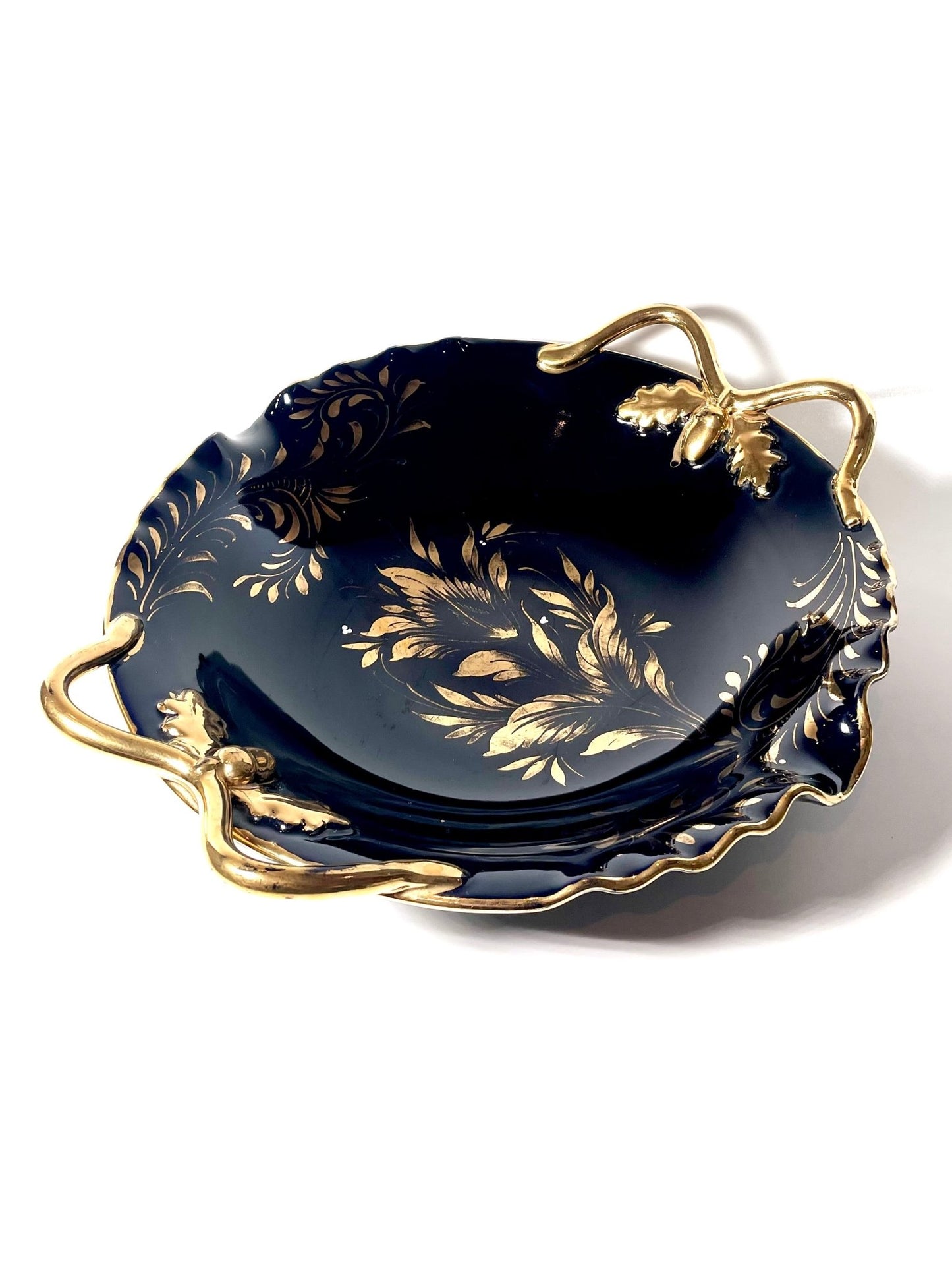 Italian Black and Gold Hand Painted Dish - Georgie's NYC - Decorative Plates