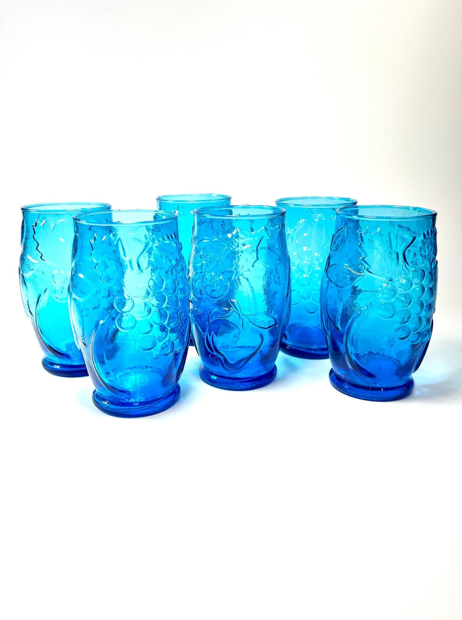 Italian Turquoise Blue Fruit Lemonade Glasses Set of 6 - Georgie's NYC - Drinkware