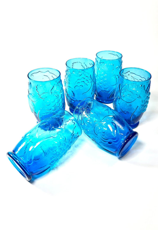Italian Turquoise Blue Fruit Lemonade Glasses Set of 6 - Georgie's NYC - Drinkware