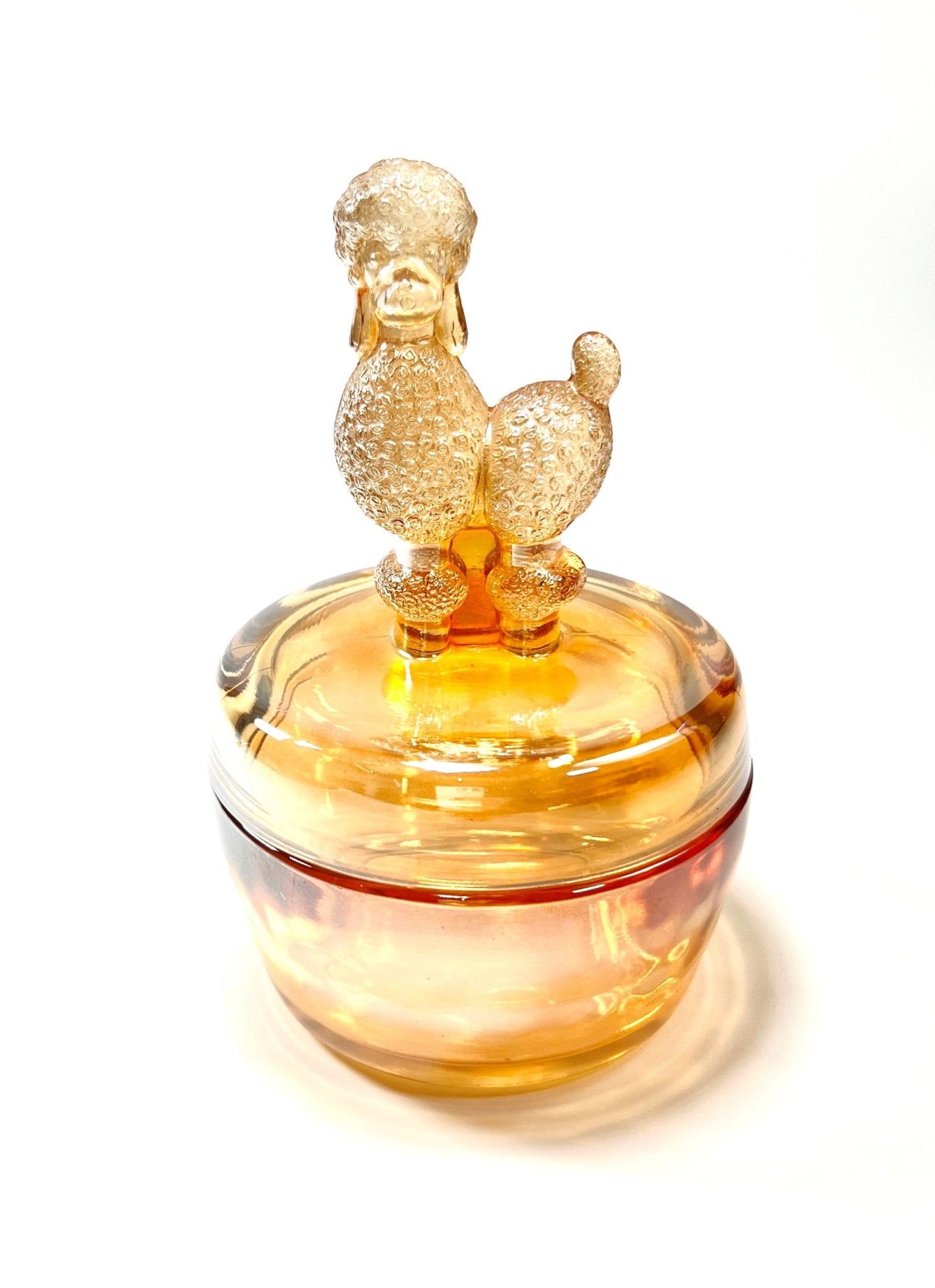 Jeannette Iridescent Marigold Poodle Glass Trinket Jar - Georgie's NYC - Decorative Jars