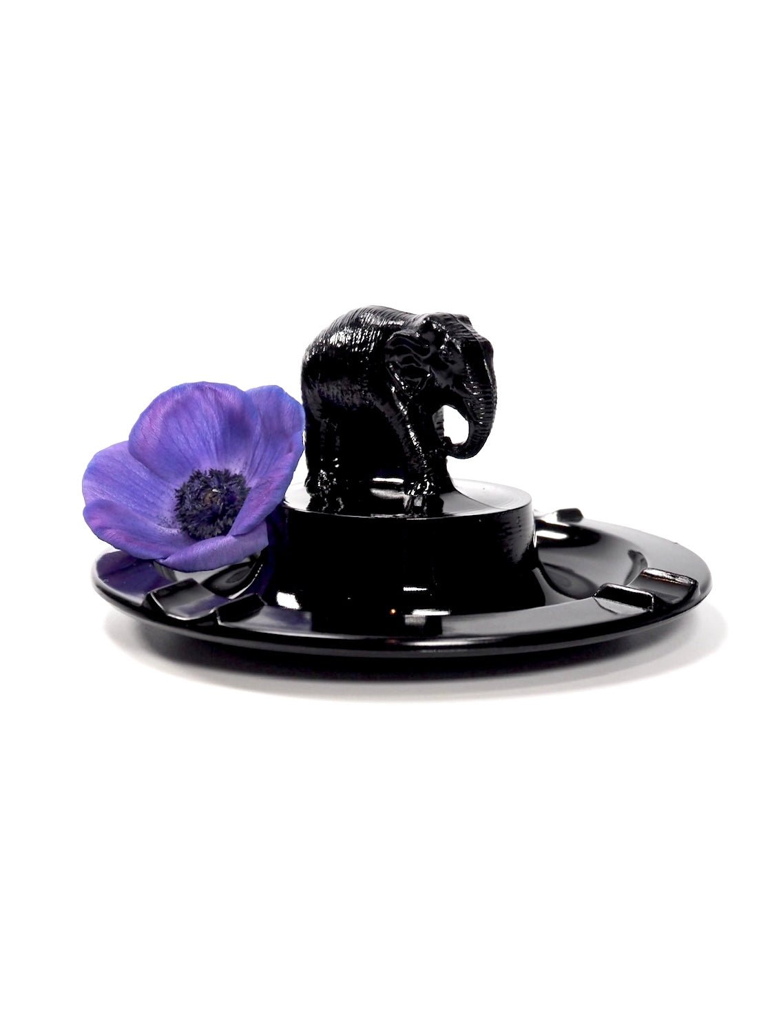 L. E. Smith Black Amethyst Elephant Ashtray - Georgie's NYC - Ashtrays
