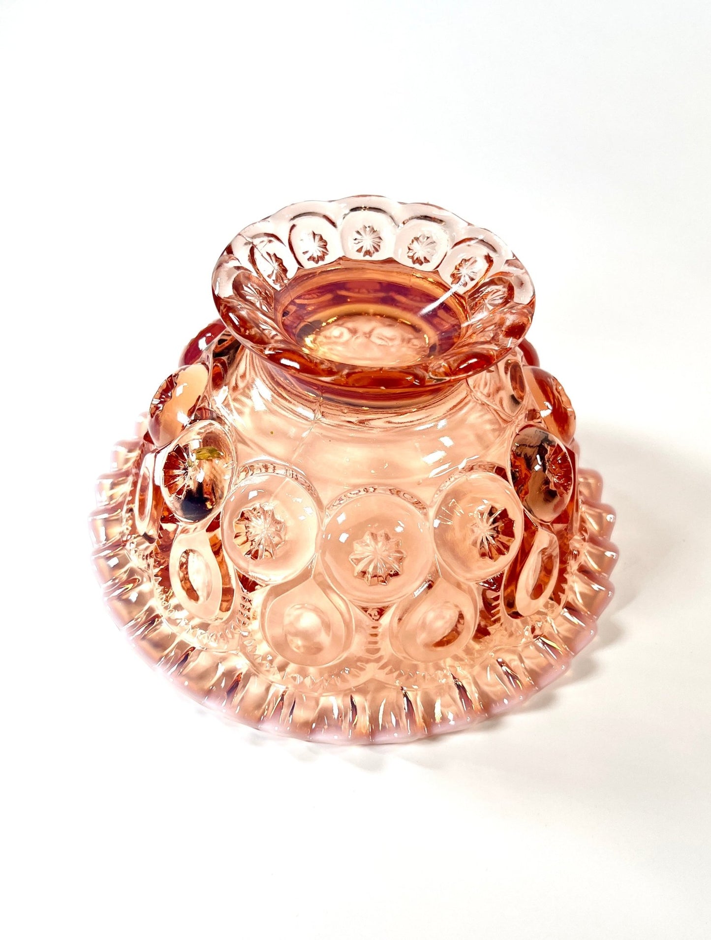L. E. Smith Moon and Star Pink Opalescent Ruffle Bowl - Georgie's NYC - Decorative Bowls