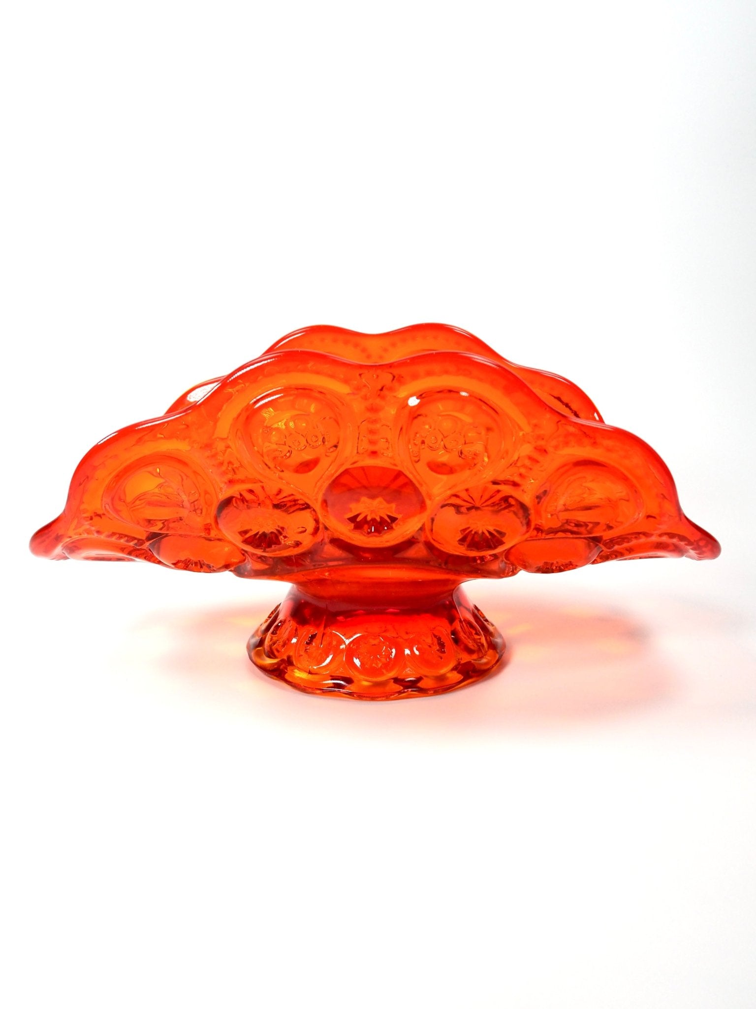 L.E. Smith Orange Amberina Moon and Star Open Fruit Bowl - Georgie's NYC - Decorative Bowls