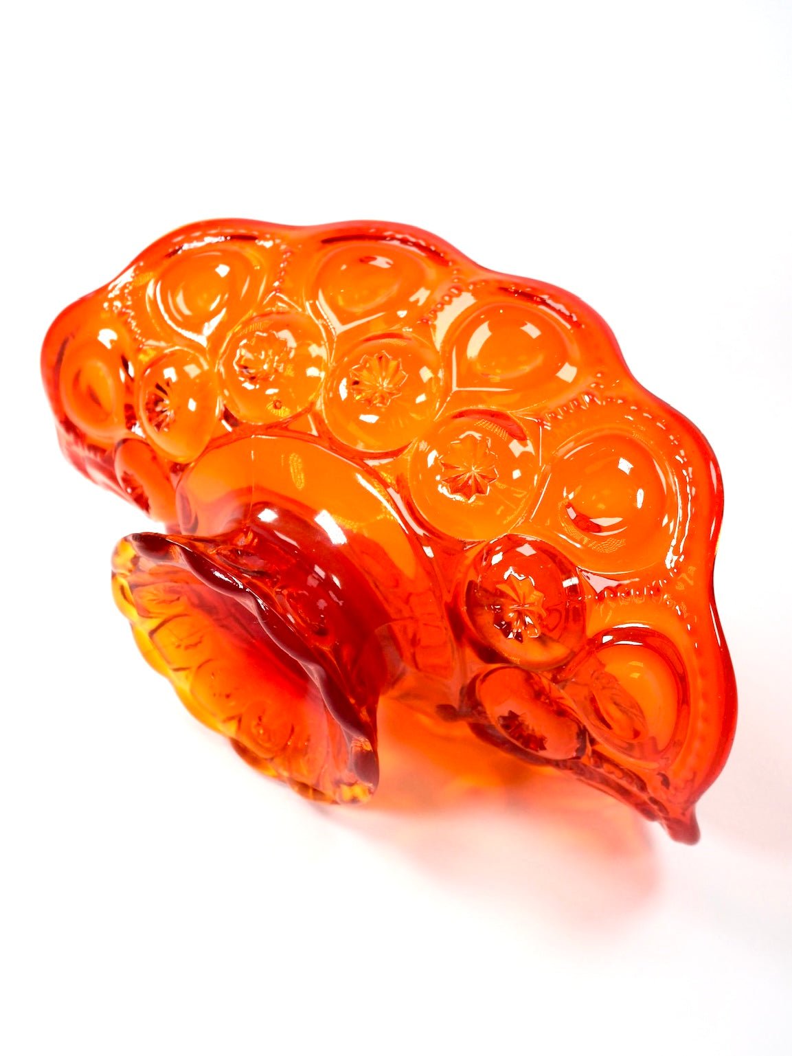 L.E. Smith Orange Amberina Moon and Star Open Fruit Bowl - Georgie's NYC - Decorative Bowls