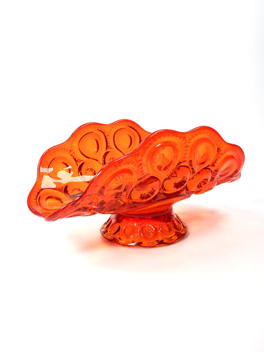 L.E. Smith Orange Amberina Moon and Star Open Fruit Bowl - Georgie's NYC - Decorative Bowls