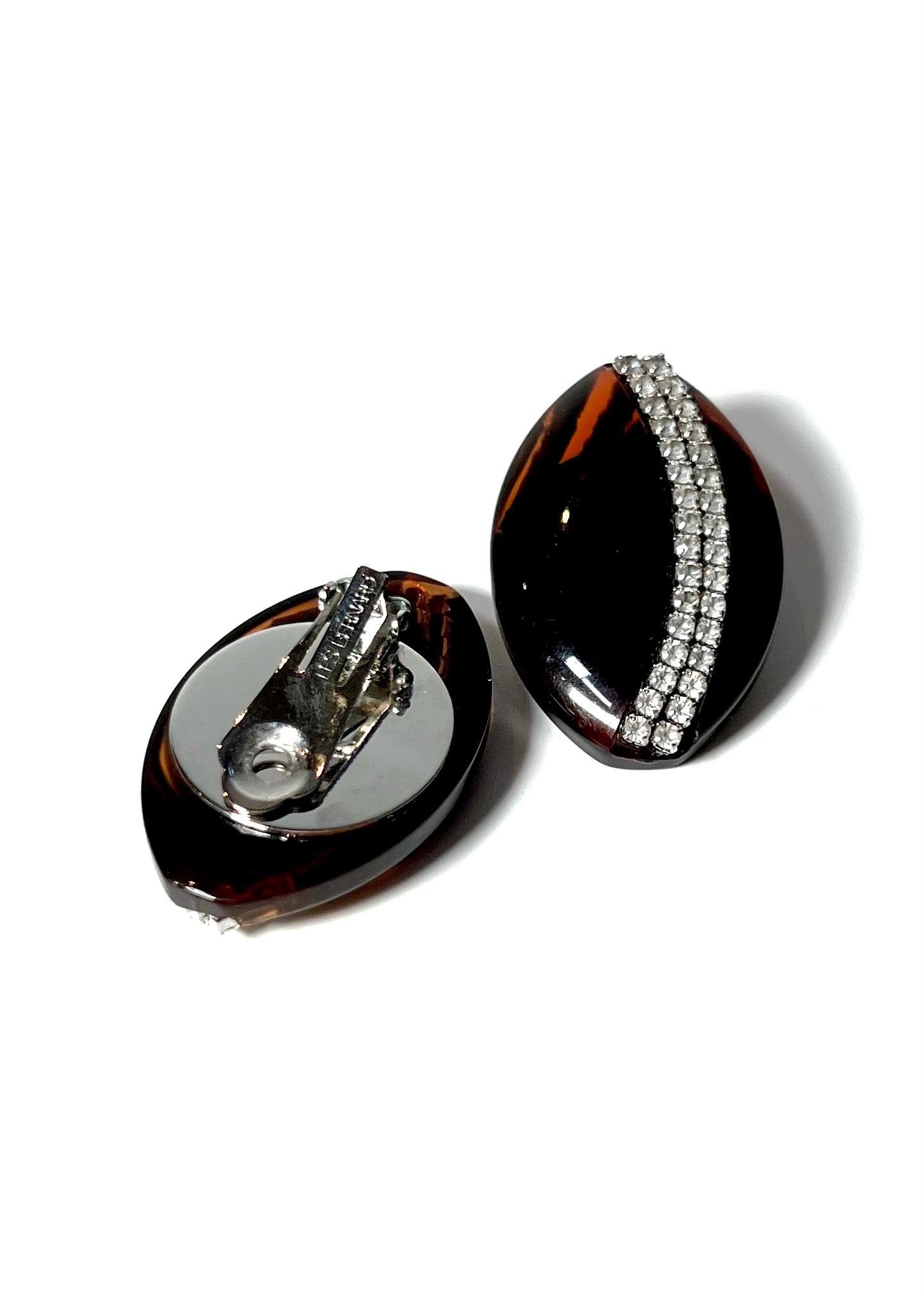 Les Bernard Ellipses Lucite and Rhinestone Earrings - Georgie's NYC - Earrings