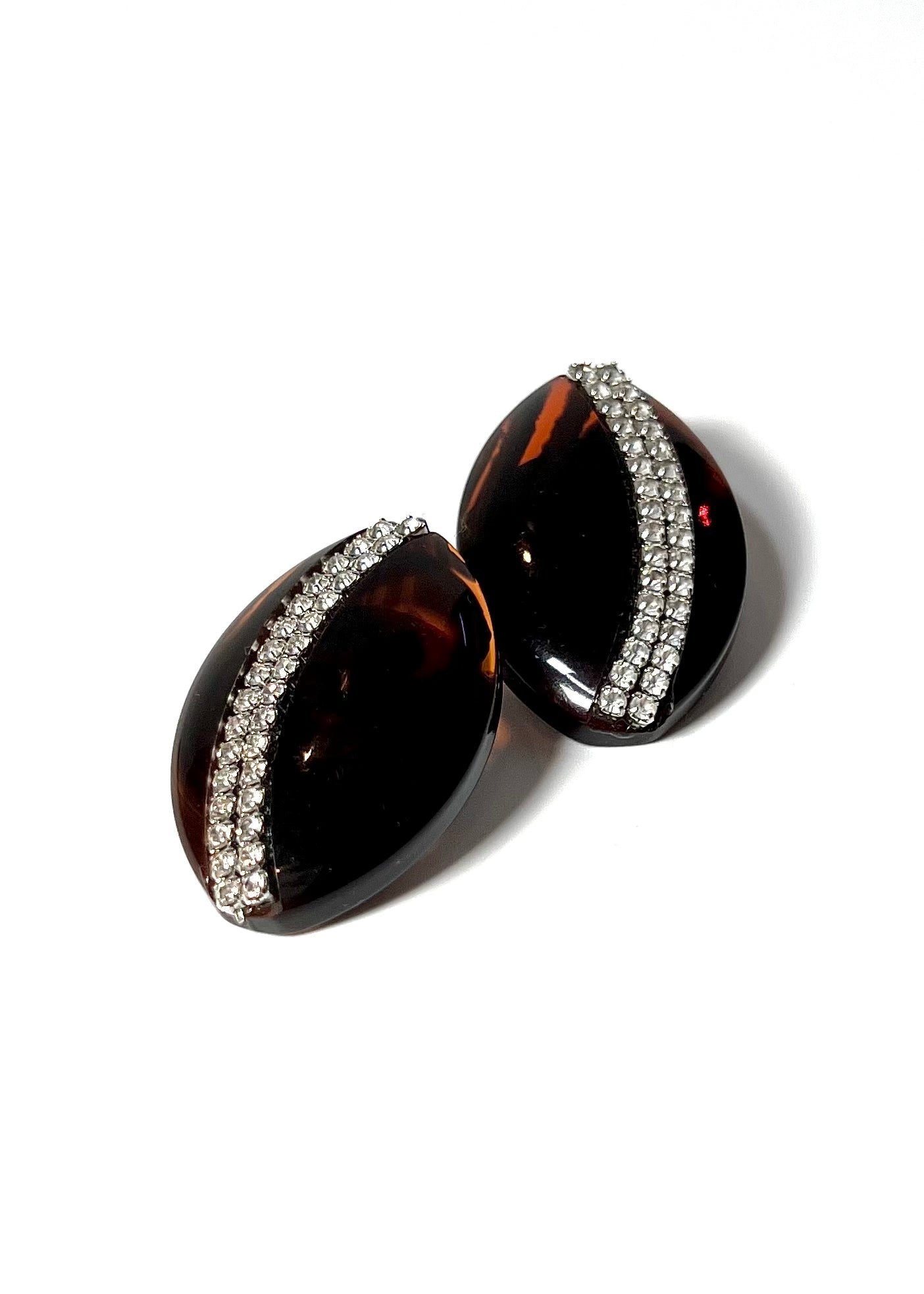 Les Bernard Ellipses Lucite and Rhinestone Earrings - Georgie's NYC - Earrings