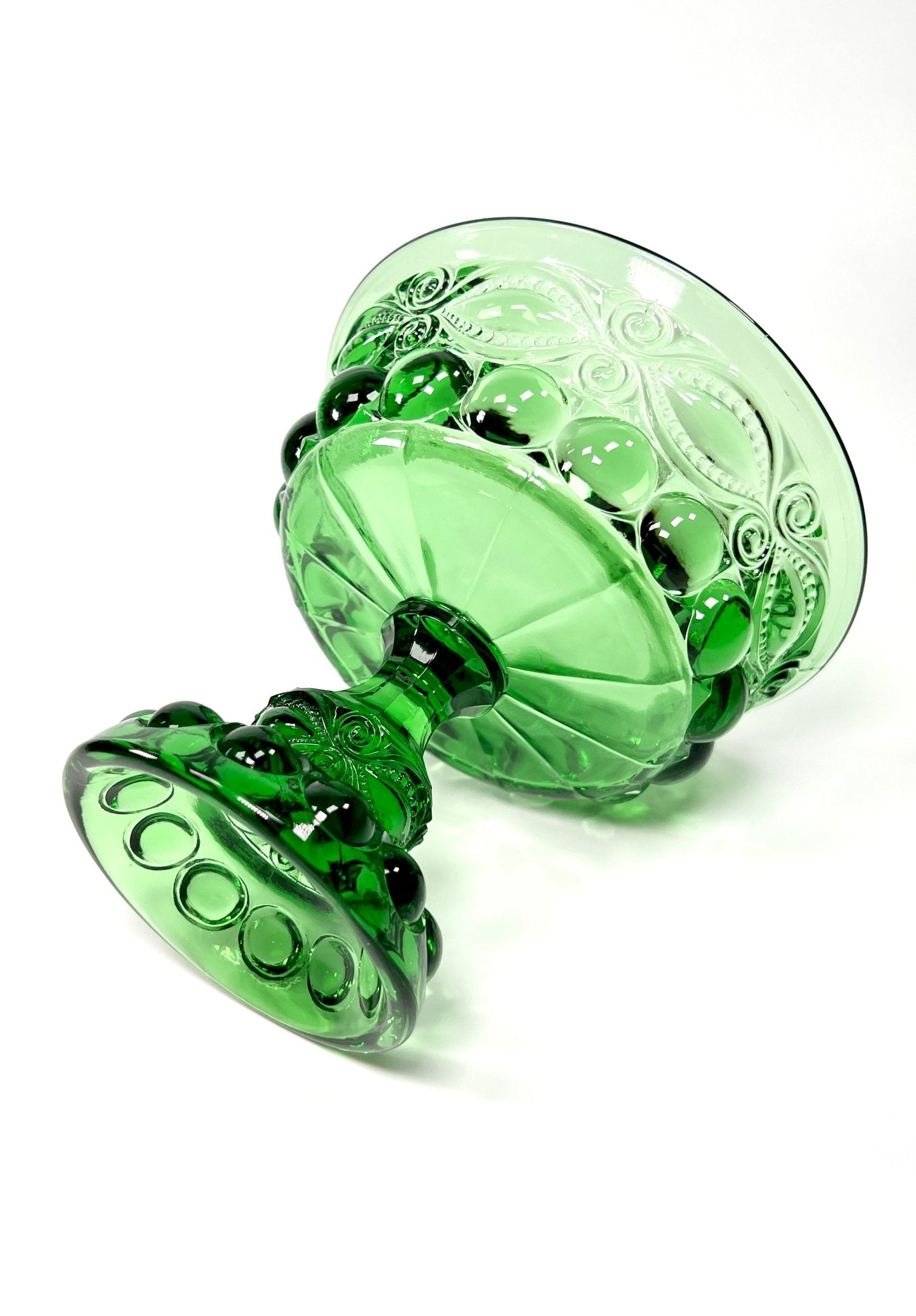 L.G. Wright Green Eye Winker High Footed Compote Dish - Georgie's NYC - Decorative Bowls