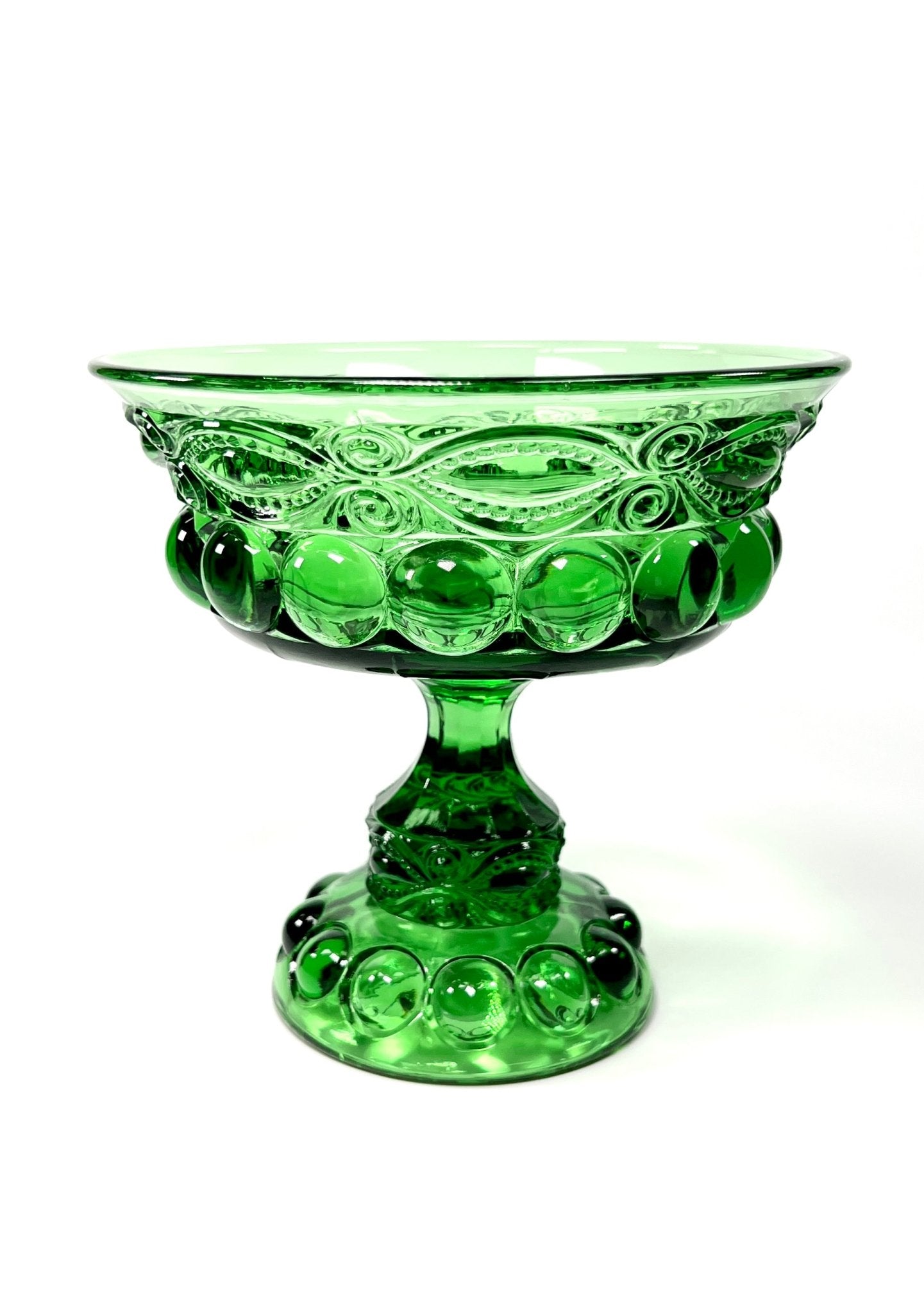 L.G. Wright Green Eye Winker High Footed Compote Dish - Georgie's NYC - Decorative Bowls