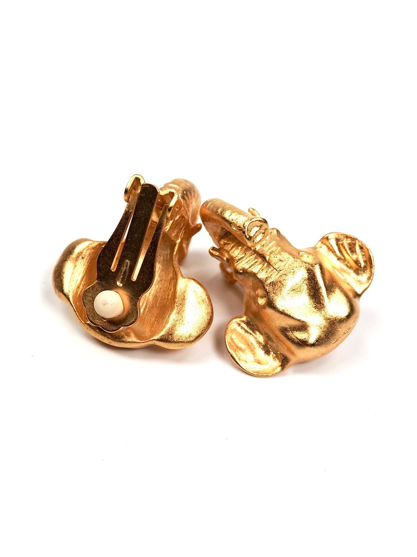 Matte Gold Elephant Head Earrings - Georgie's NYC - Earrings