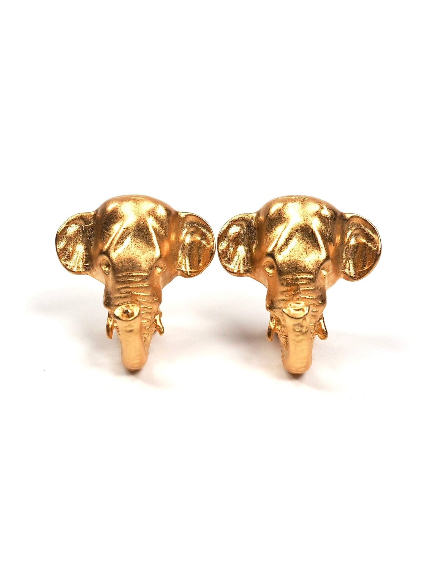 Matte Gold Elephant Head Earrings - Georgie's NYC - Earrings