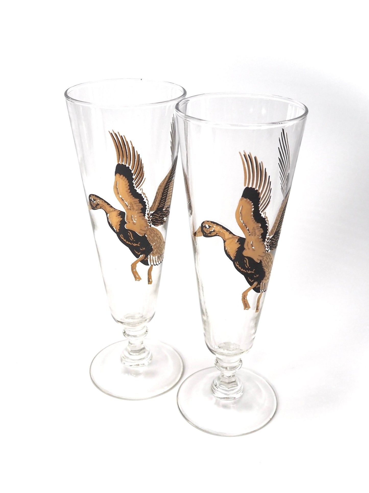 Mid Century Gold Duck Pilsner Drinking Glasses - Georgie's NYC - Drinkware