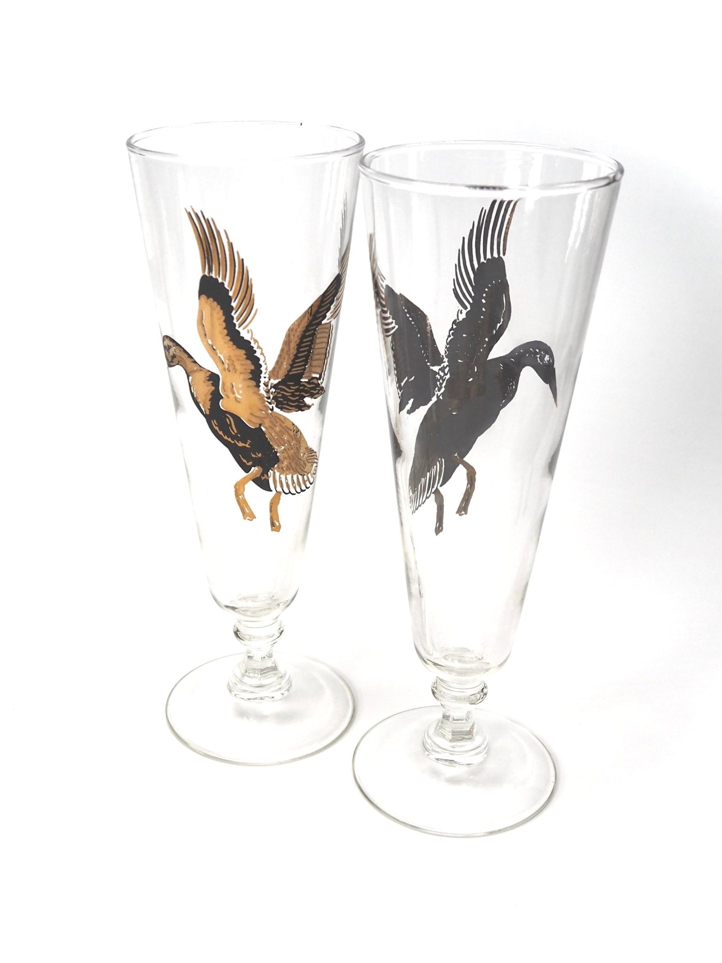 Mid Century Gold Duck Pilsner Drinking Glasses - Georgie's NYC - Drinkware