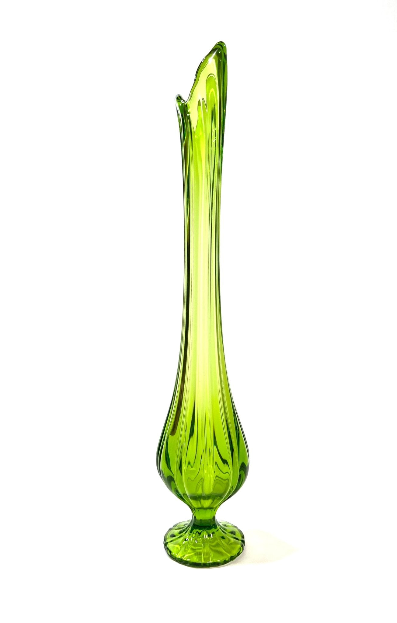 Mid Century Green Glass Swung Vase - Georgie's NYC - Vases