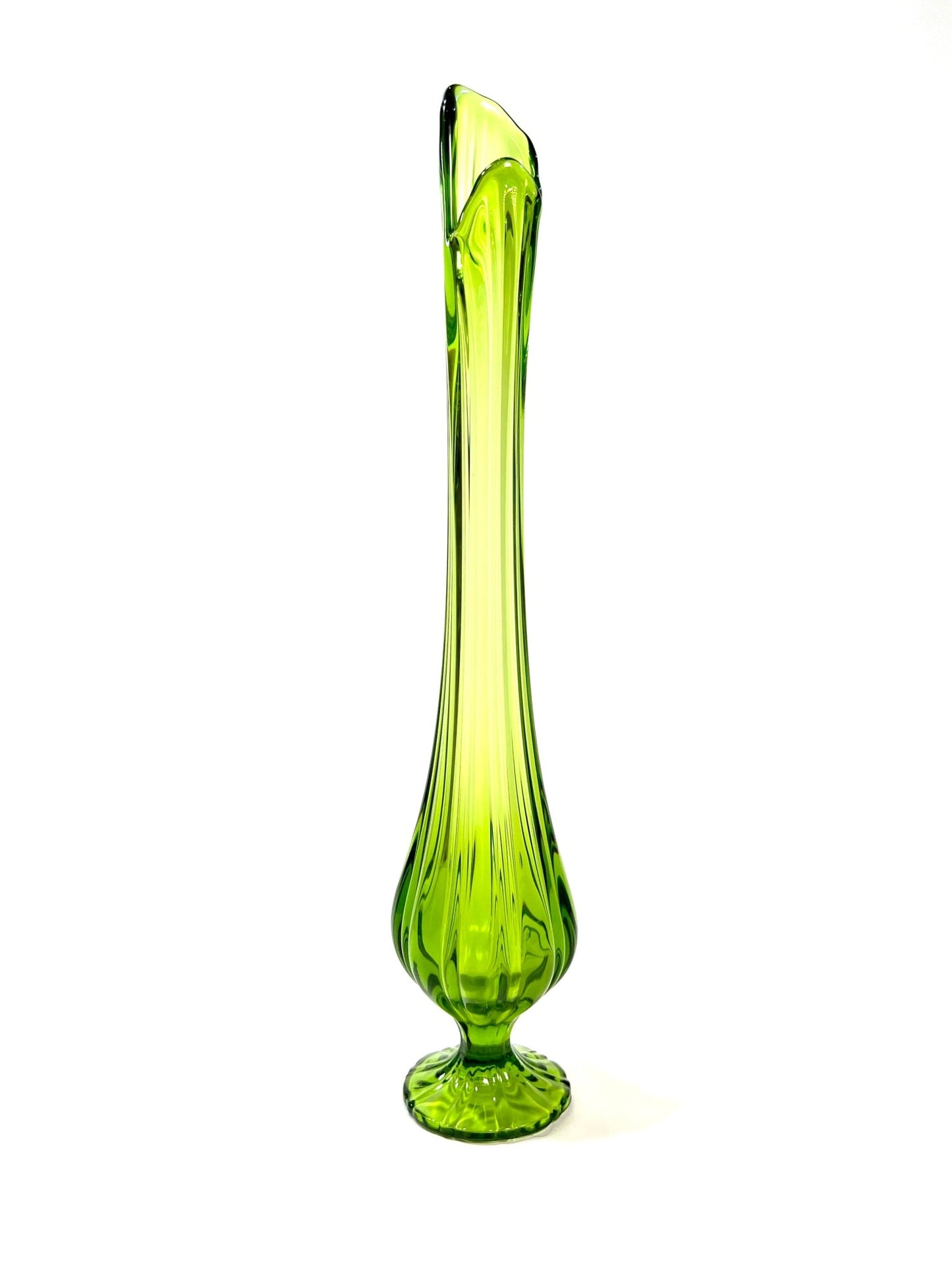 Mid Century Green Glass Swung Vase - Georgie's NYC - Vases